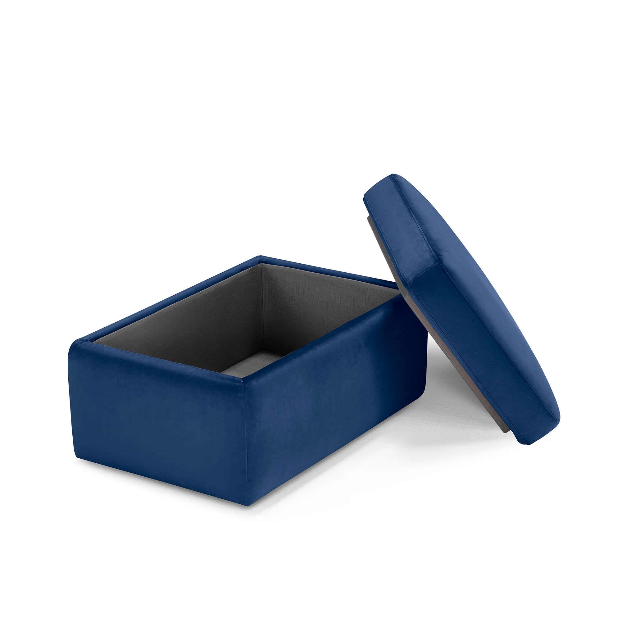 Pouf rangement Made in Italy en velours bleu - VULGANO