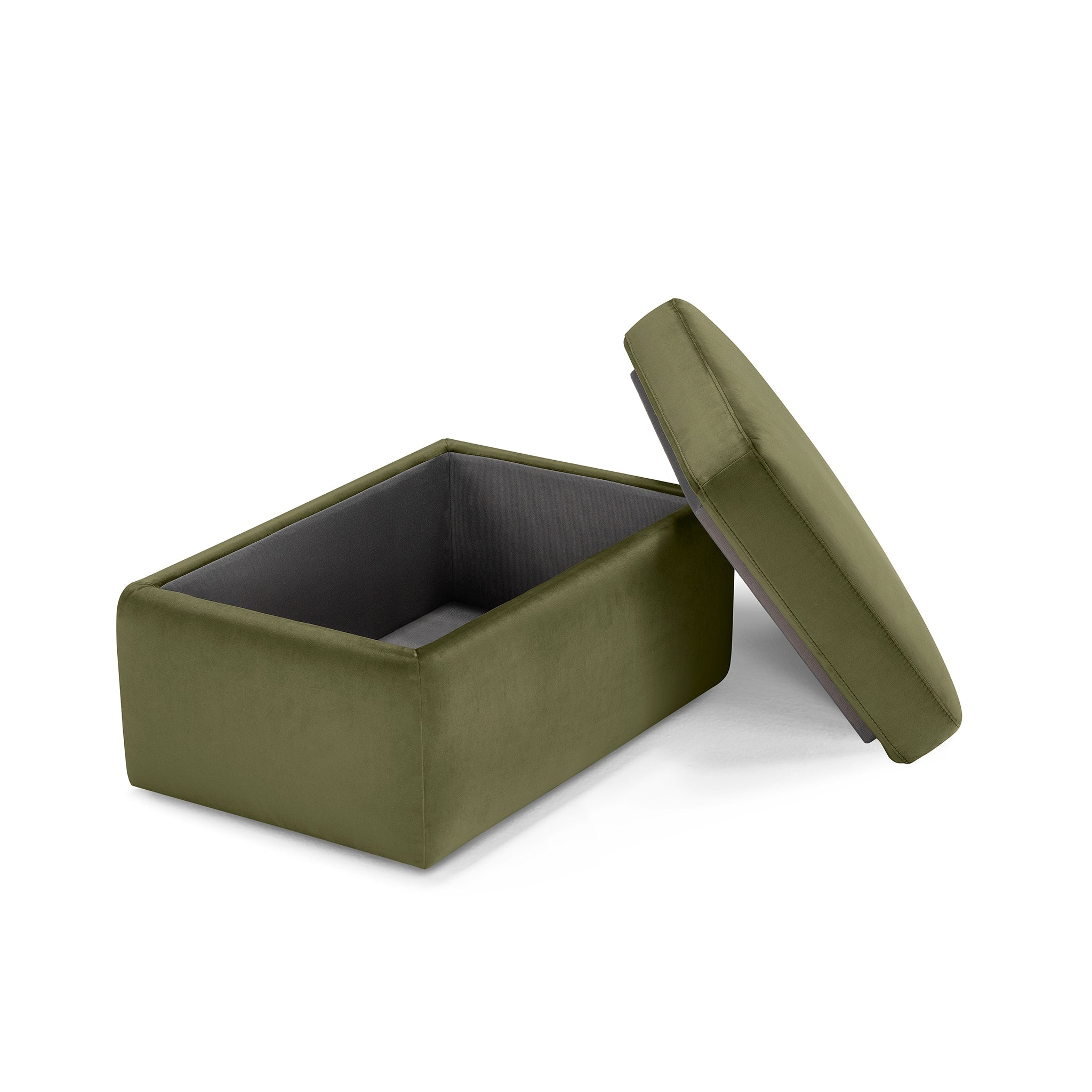 Pouf rangement Made in Italy en velours vert VULGANO