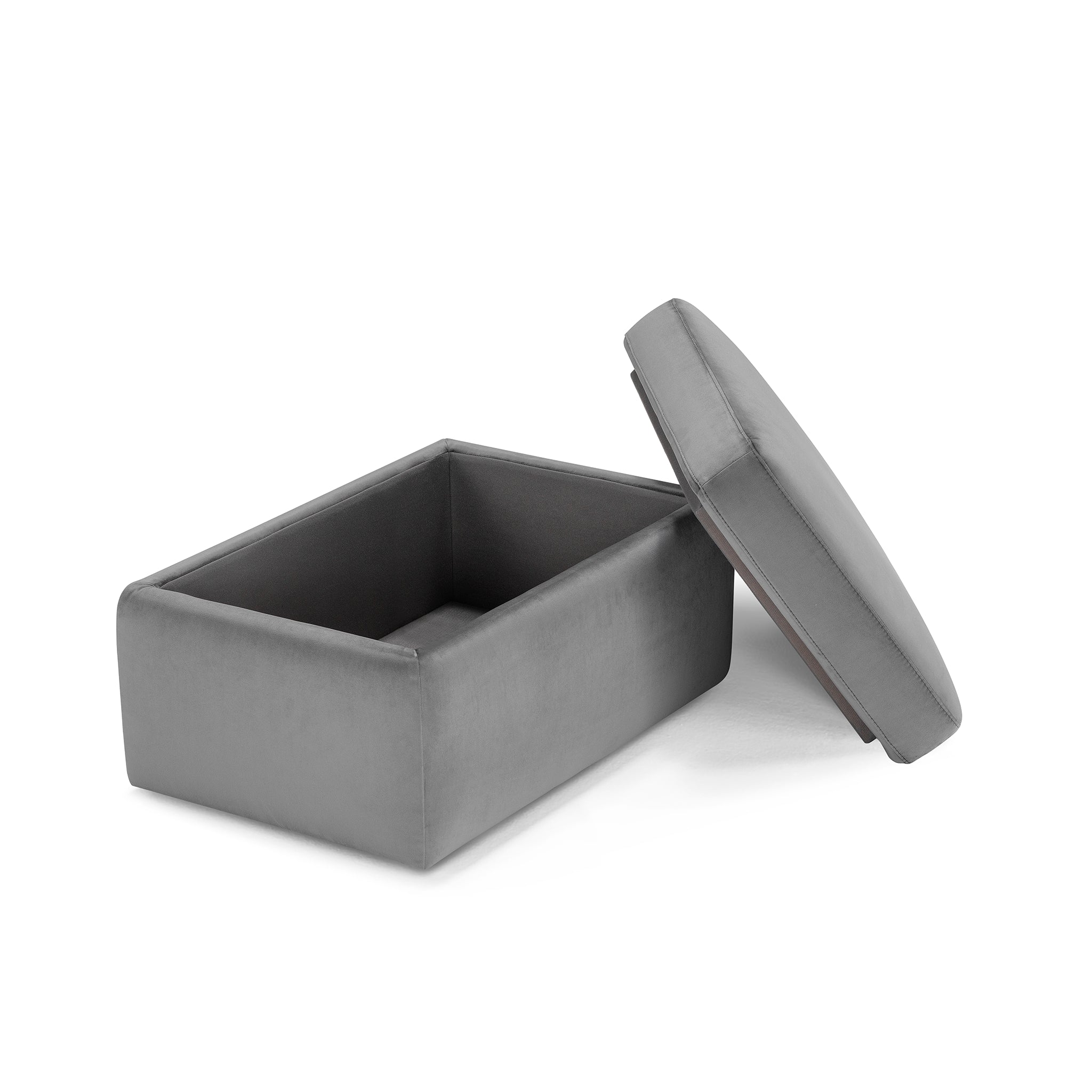 Pouf rangement Made in Italy en velours gris - VULGANO
