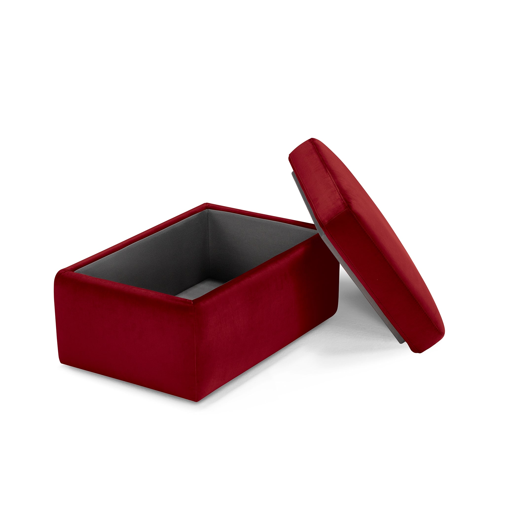 Pouf rangement Made in Italy en velours bordeaux - VULGANO