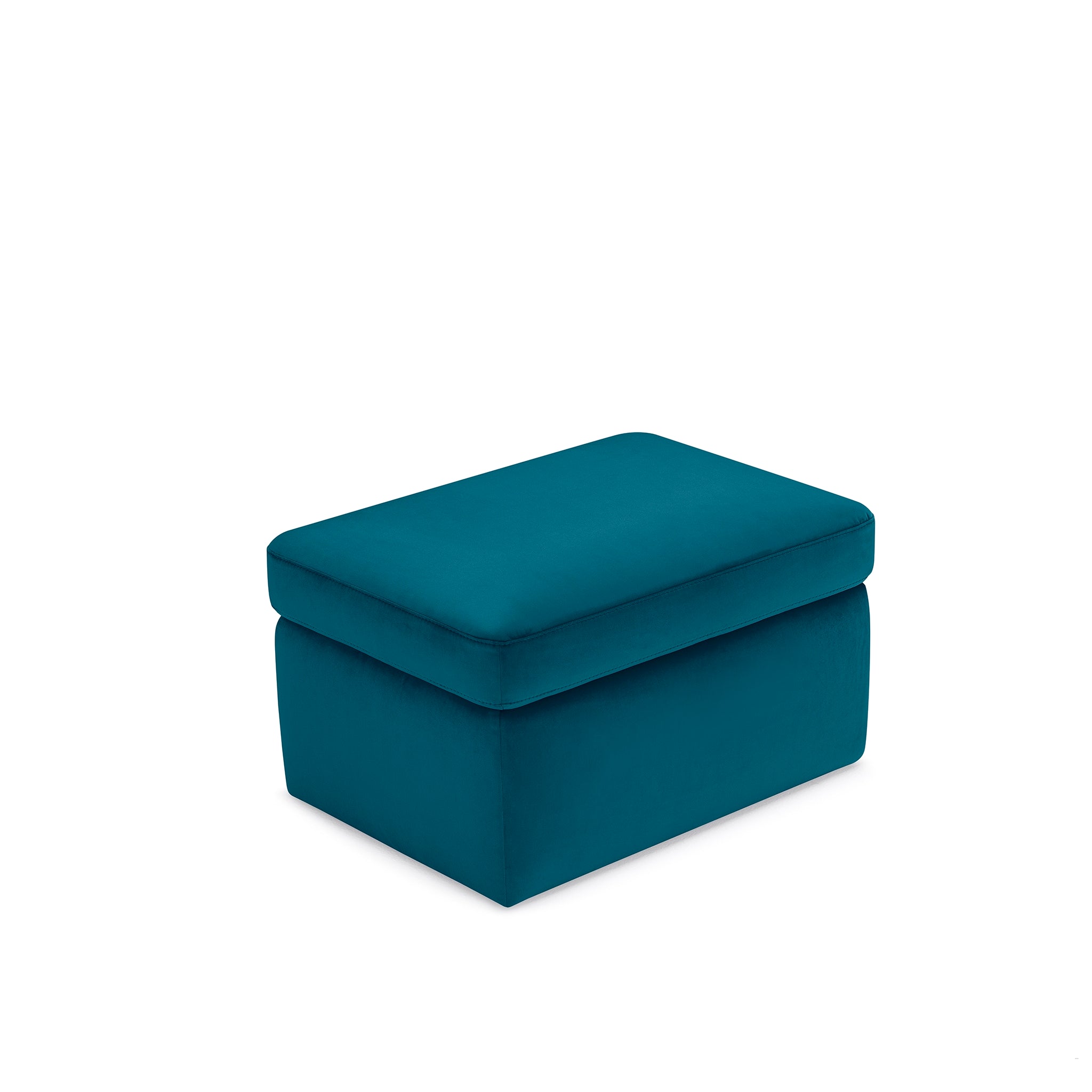 Pouf rangement Made in Italy en velours pétrole - Vulgano