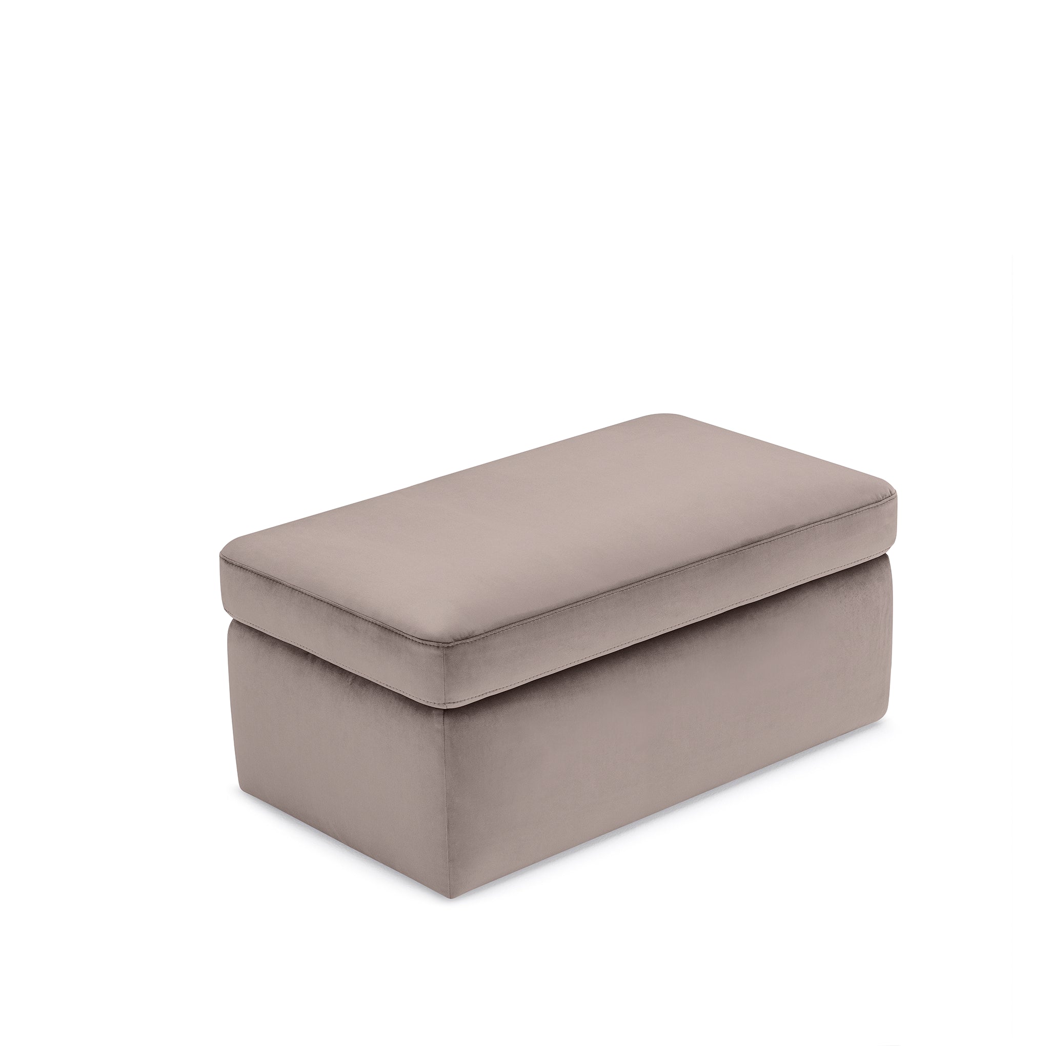 Pouf rangement Made in Italy en velours gris tourterelle - VULGANO