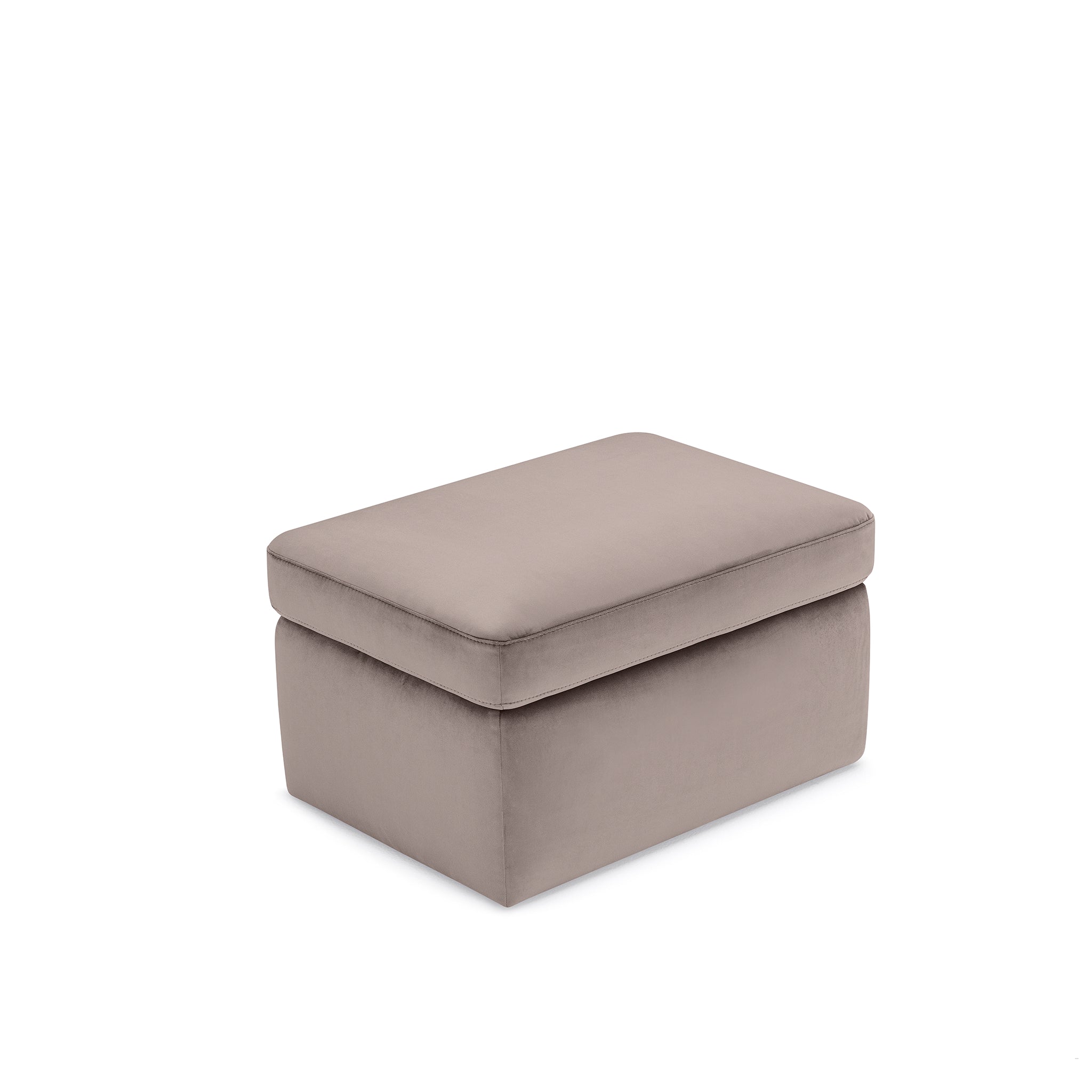 Pouf rangement Made in Italy en velours gris tourterelle - VULGANO
