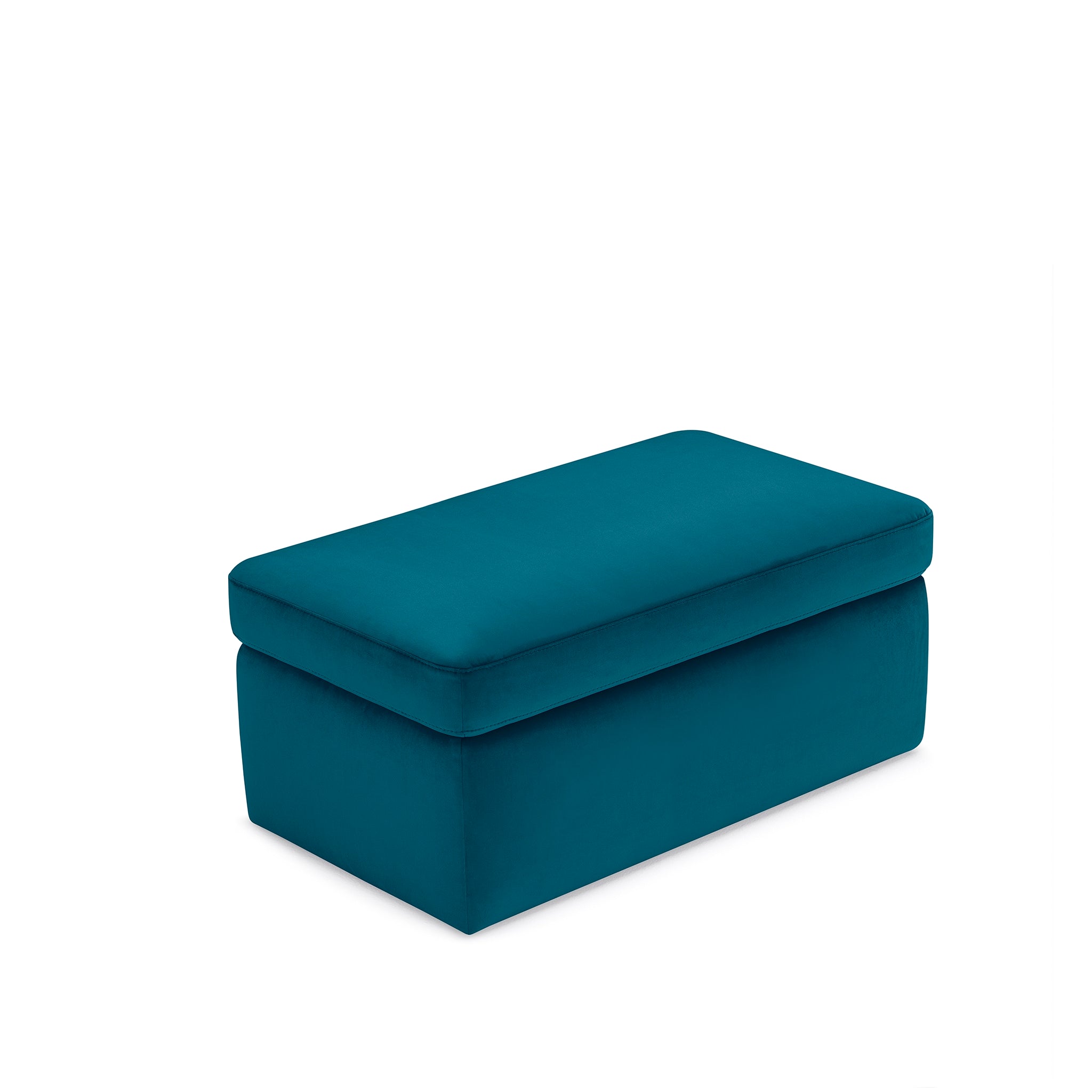 Pouf rangement Made in Italy en velours pétrole - Vulgano