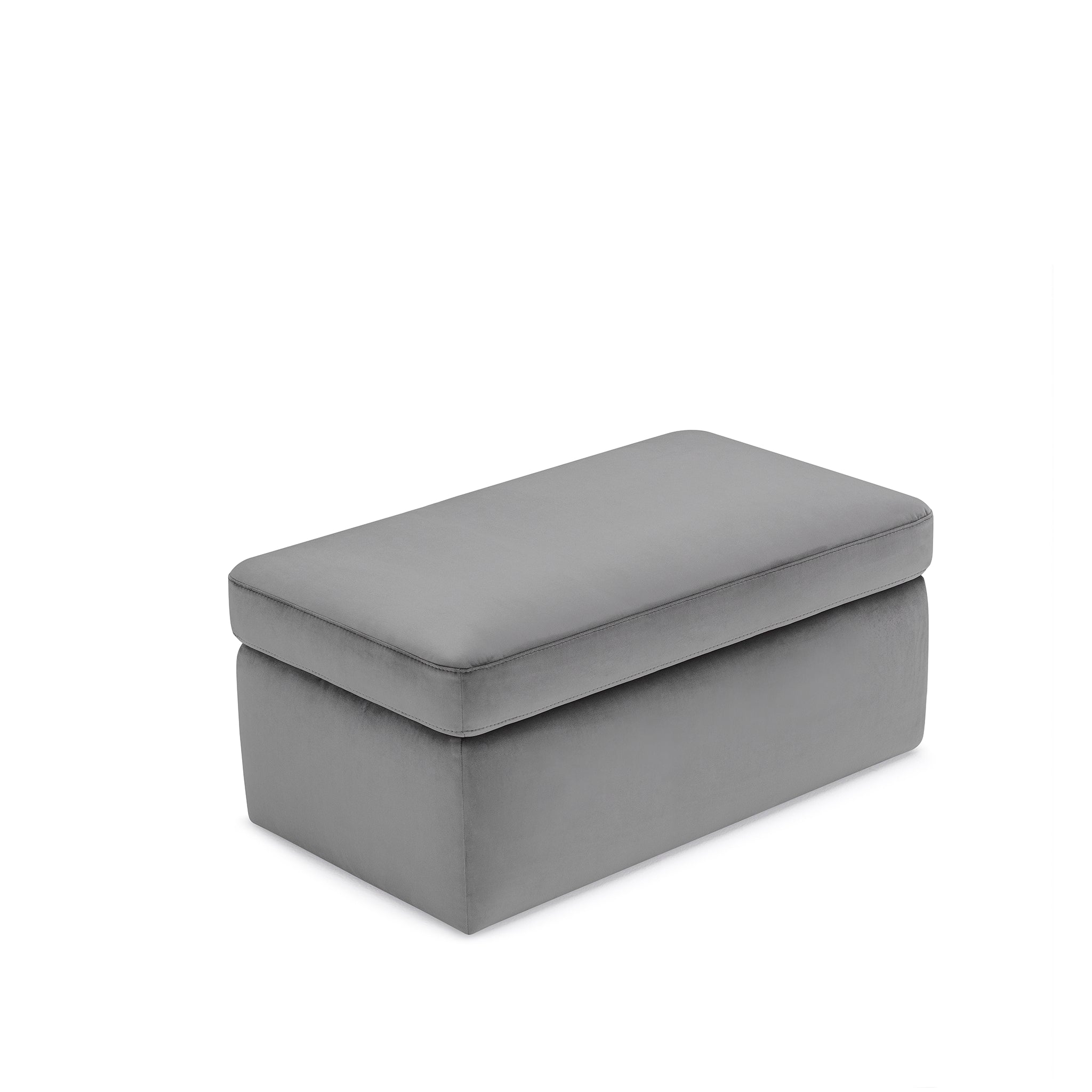 Pouf rangement Made in Italy en velours gris - VULGANO