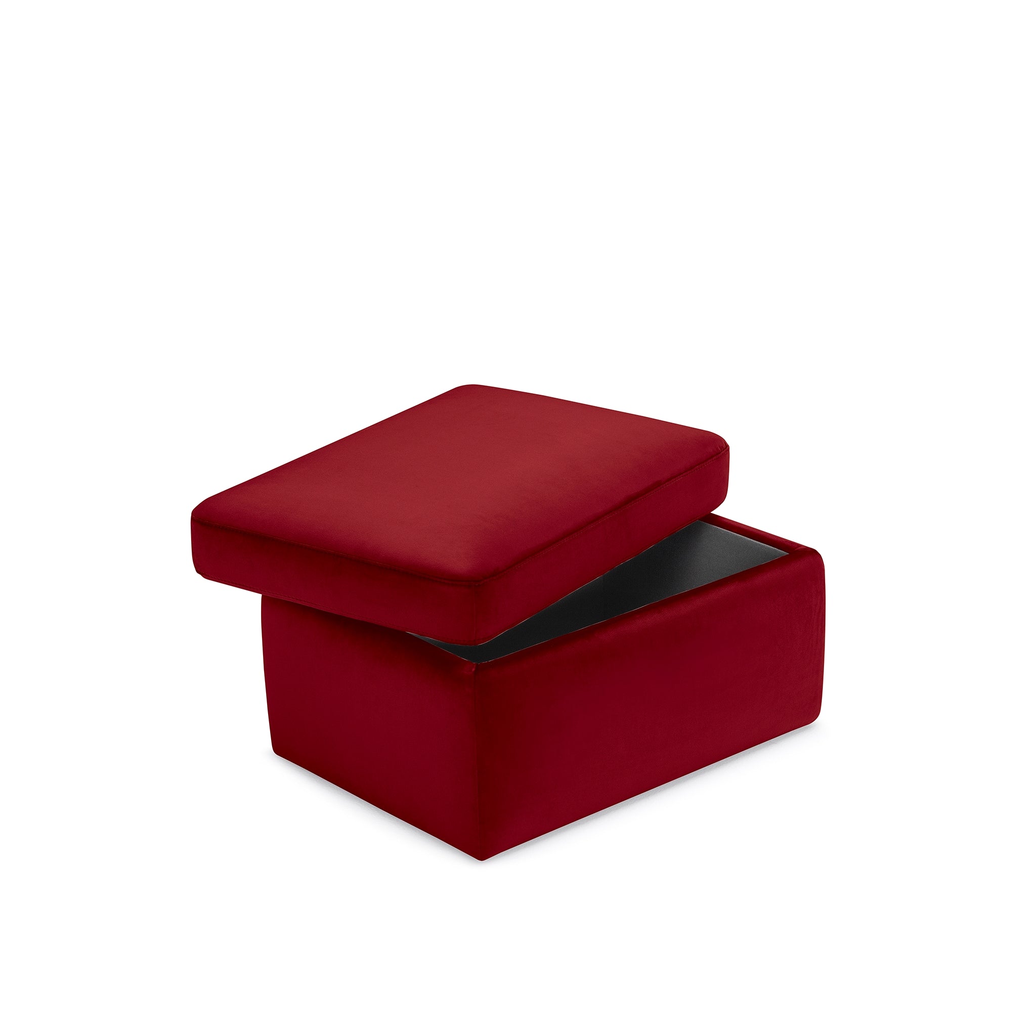 Pouf rangement Made in Italy en velours bordeaux - VULGANO