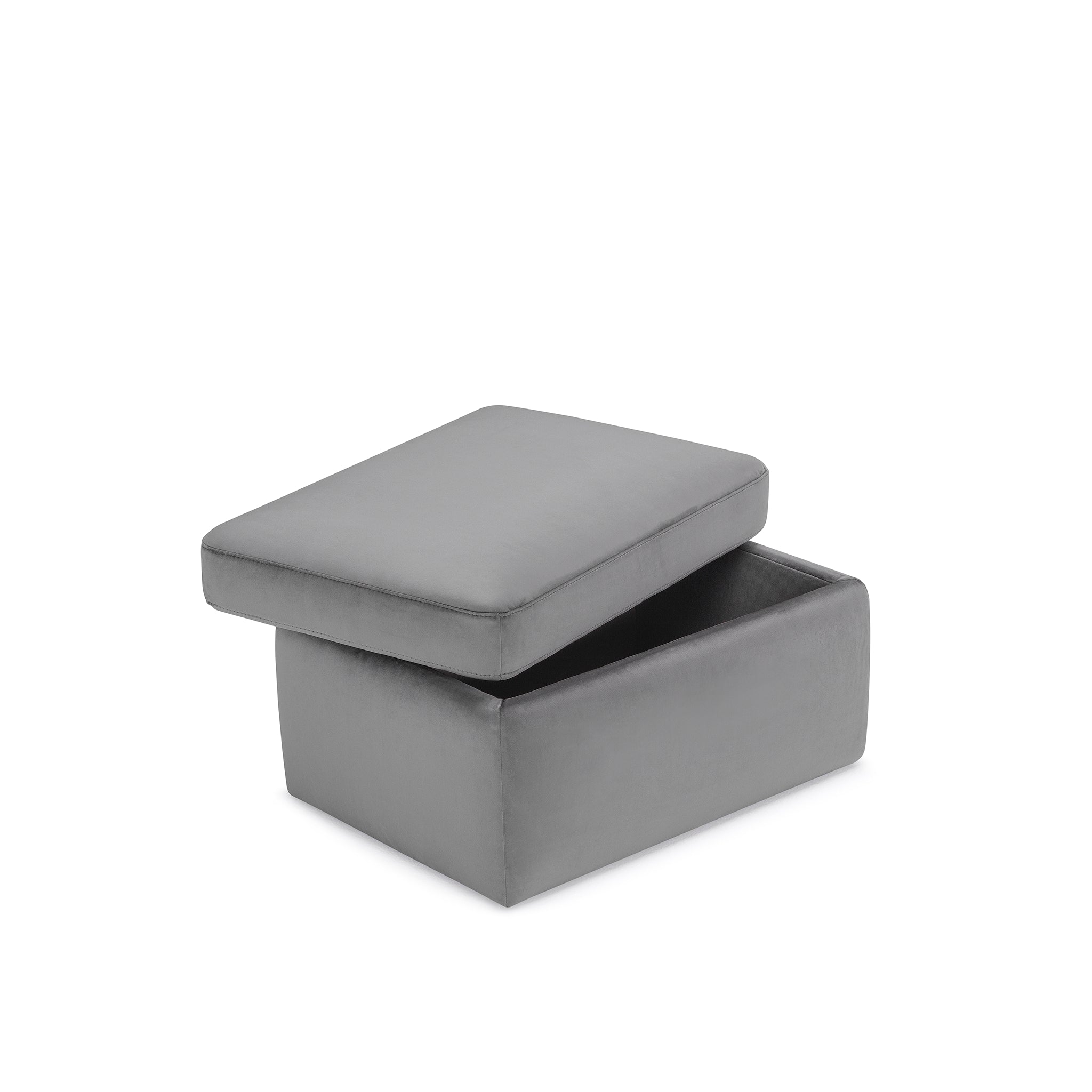 Pouf rangement Made in Italy en velours gris - VULGANO