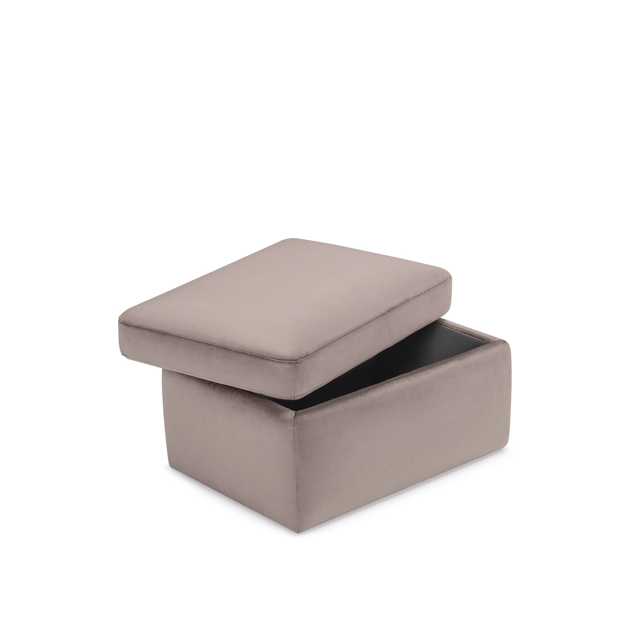Pouf rangement Made in Italy en velours gris tourterelle - VULGANO