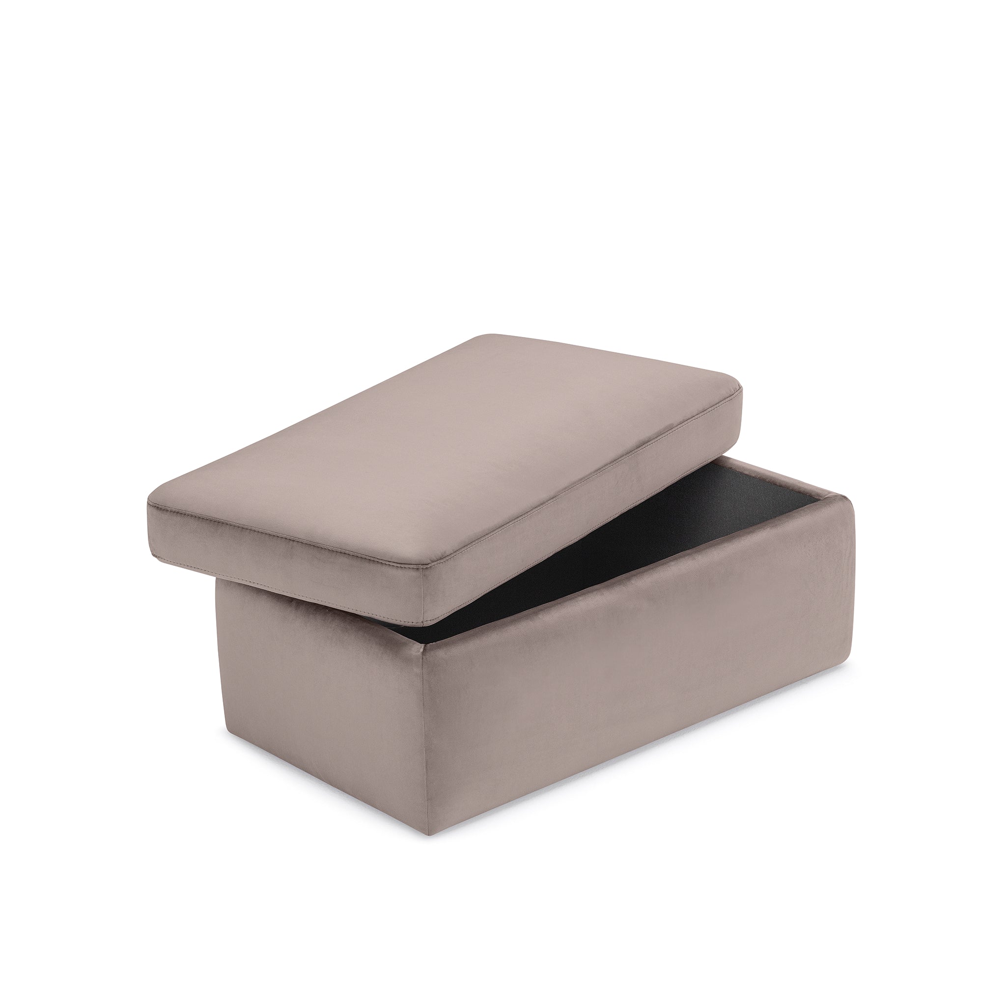 Pouf rangement Made in Italy en velours gris tourterelle - VULGANO