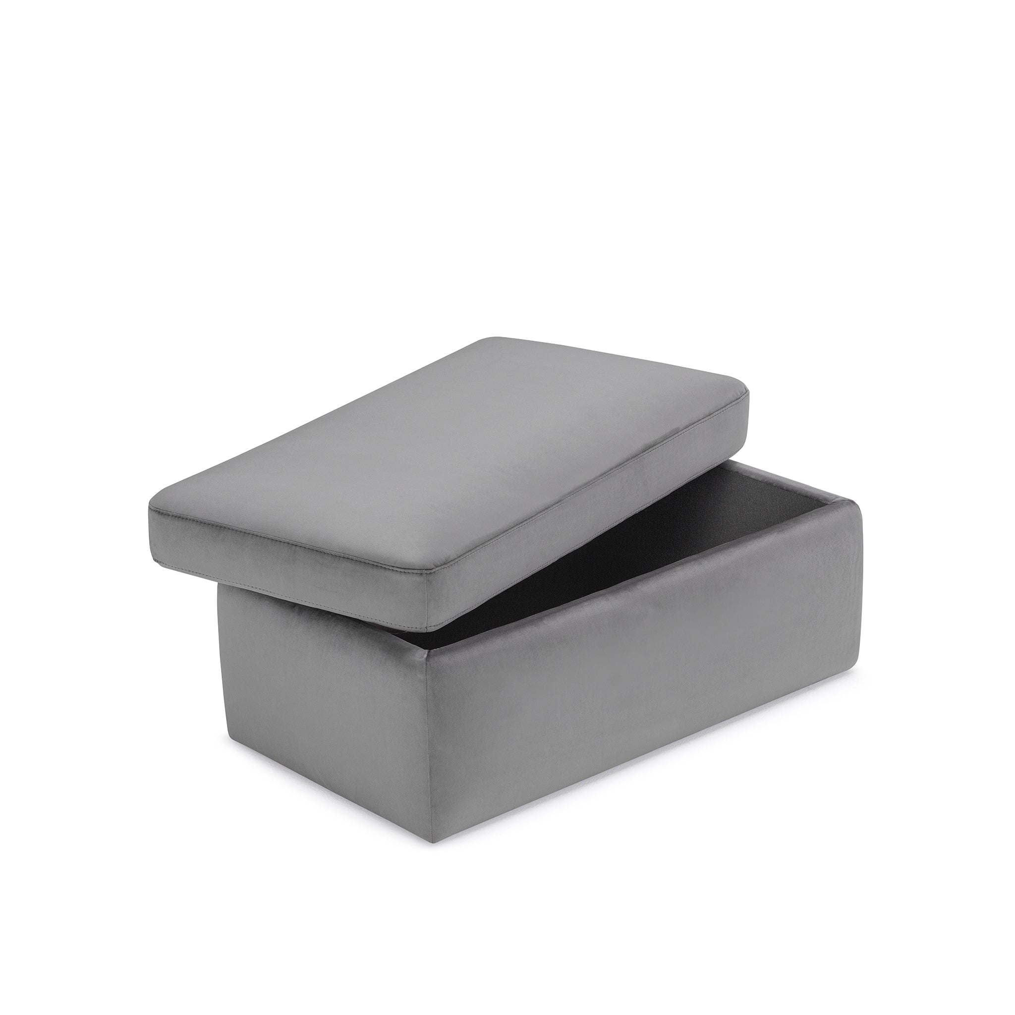 Pouf rangement Made in Italy en velours gris - VULGANO