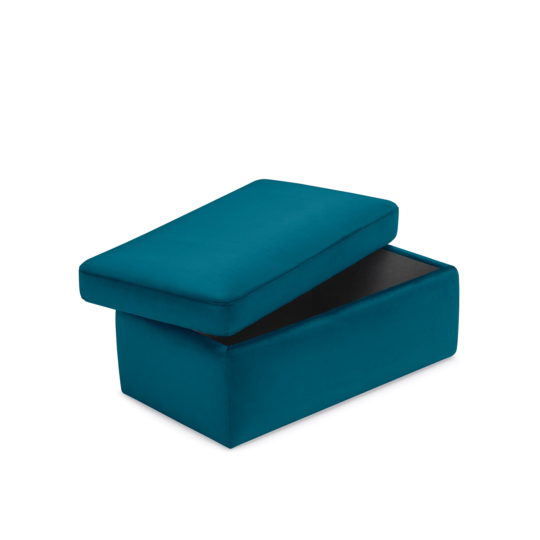 Pouf rangement Made in Italy en velours pétrole - Vulgano