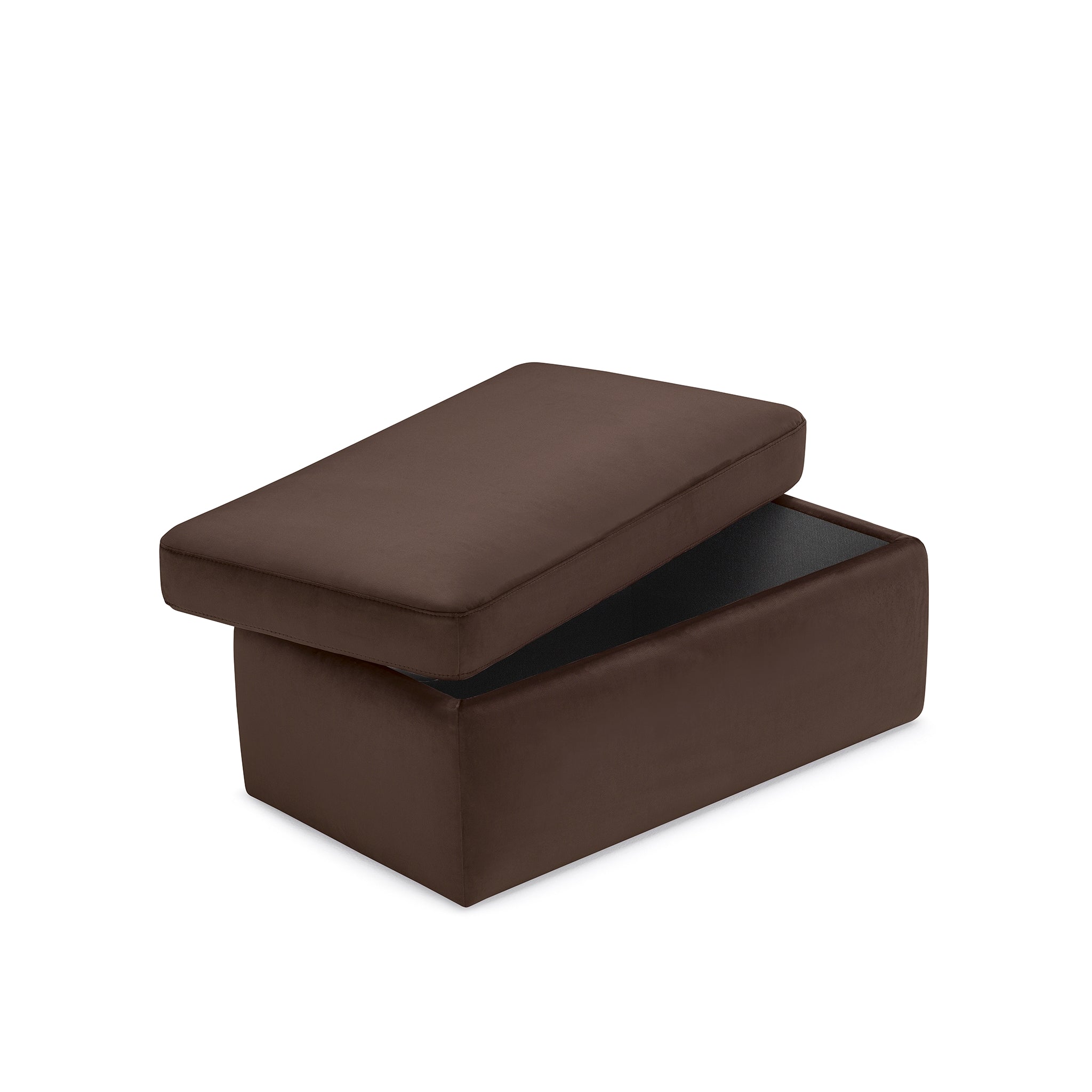 Pouf rangement Made in Italy en velours marron - VULGANO