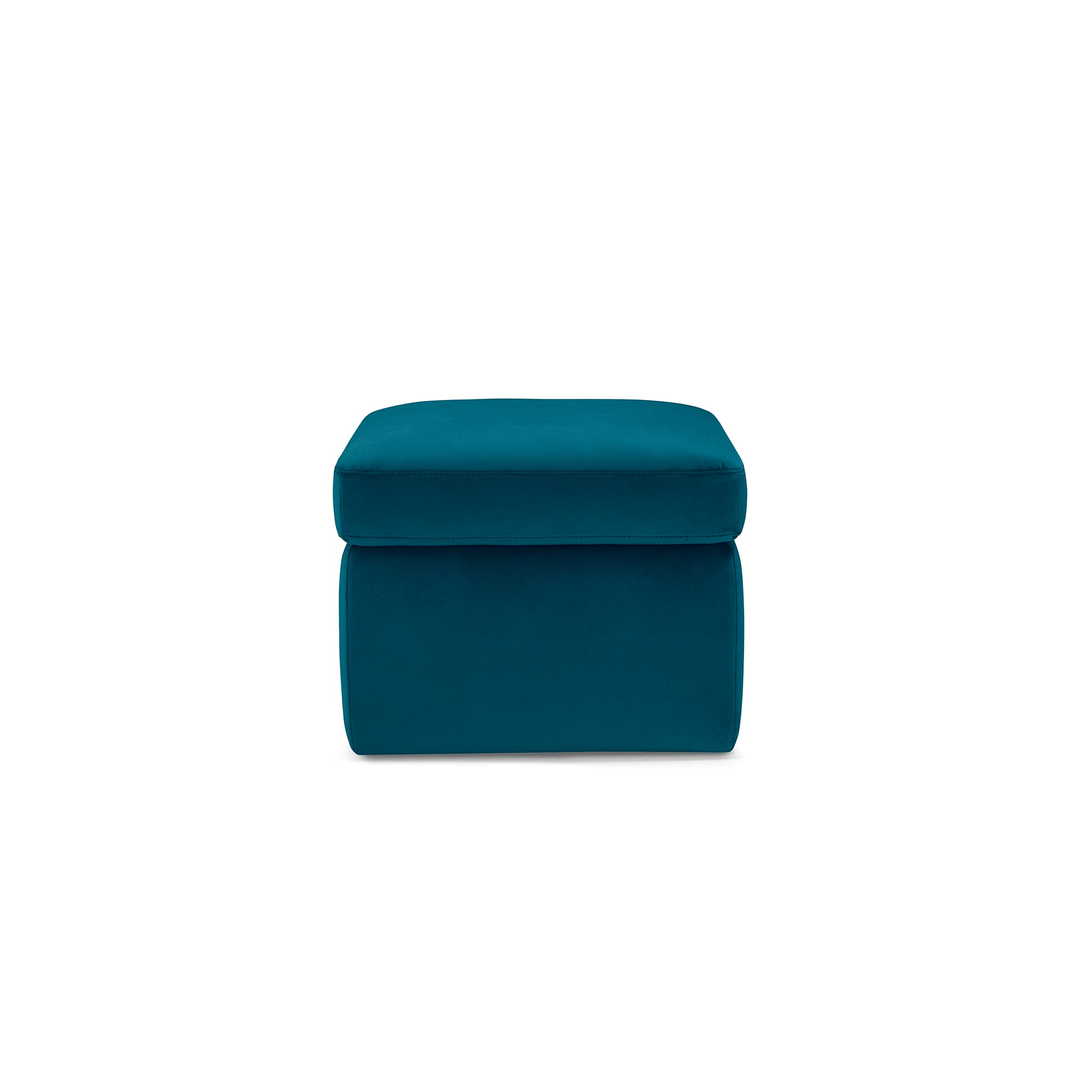 Pouf rangement Made in Italy en velours pétrole - Vulgano