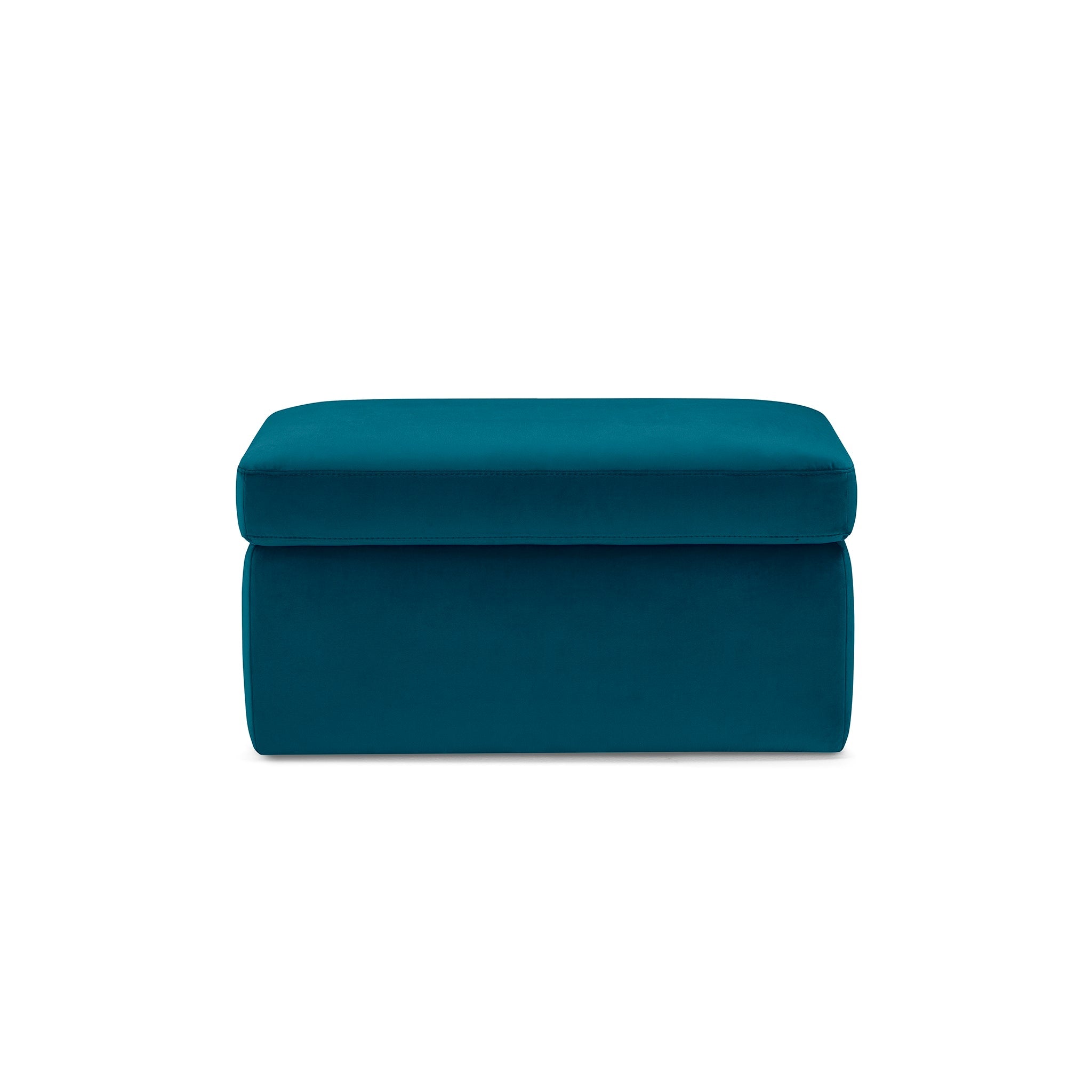 Pouf rangement Made in Italy en velours pétrole - Vulgano