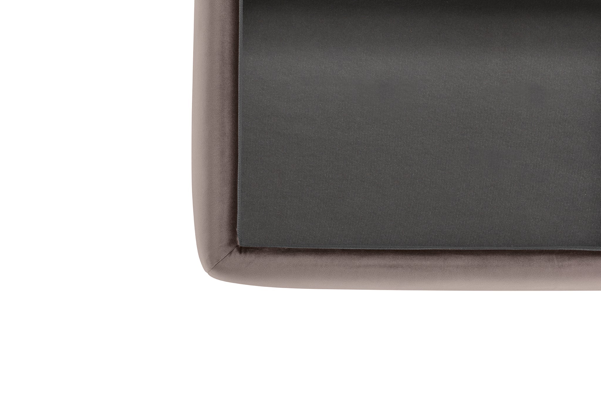 Banc VALSURA rangement Made in Italy matelassé en velours gris tourterelle