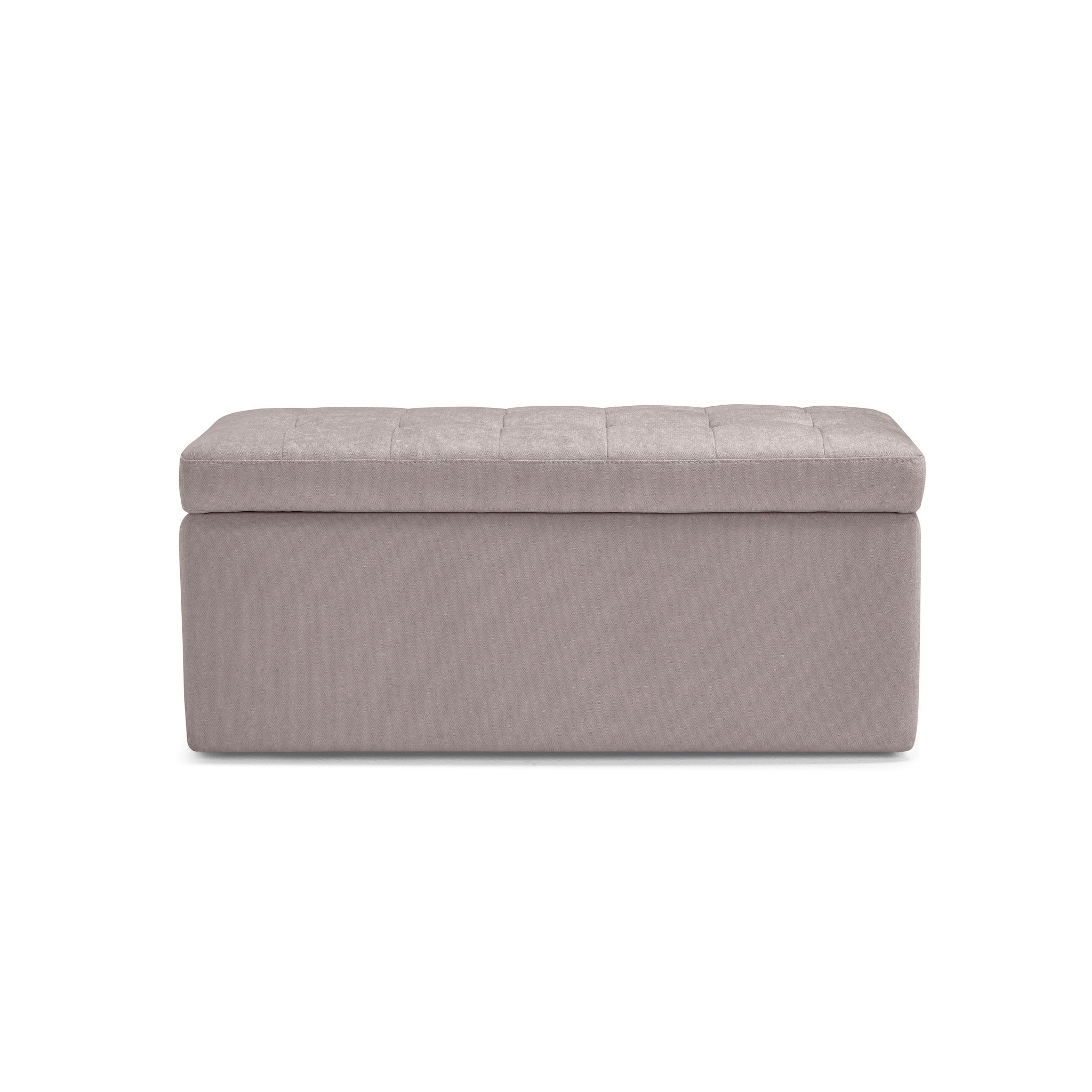 Banc VALSURA rangement Made in Italy matelassé en tissu chenille gris tourterelle