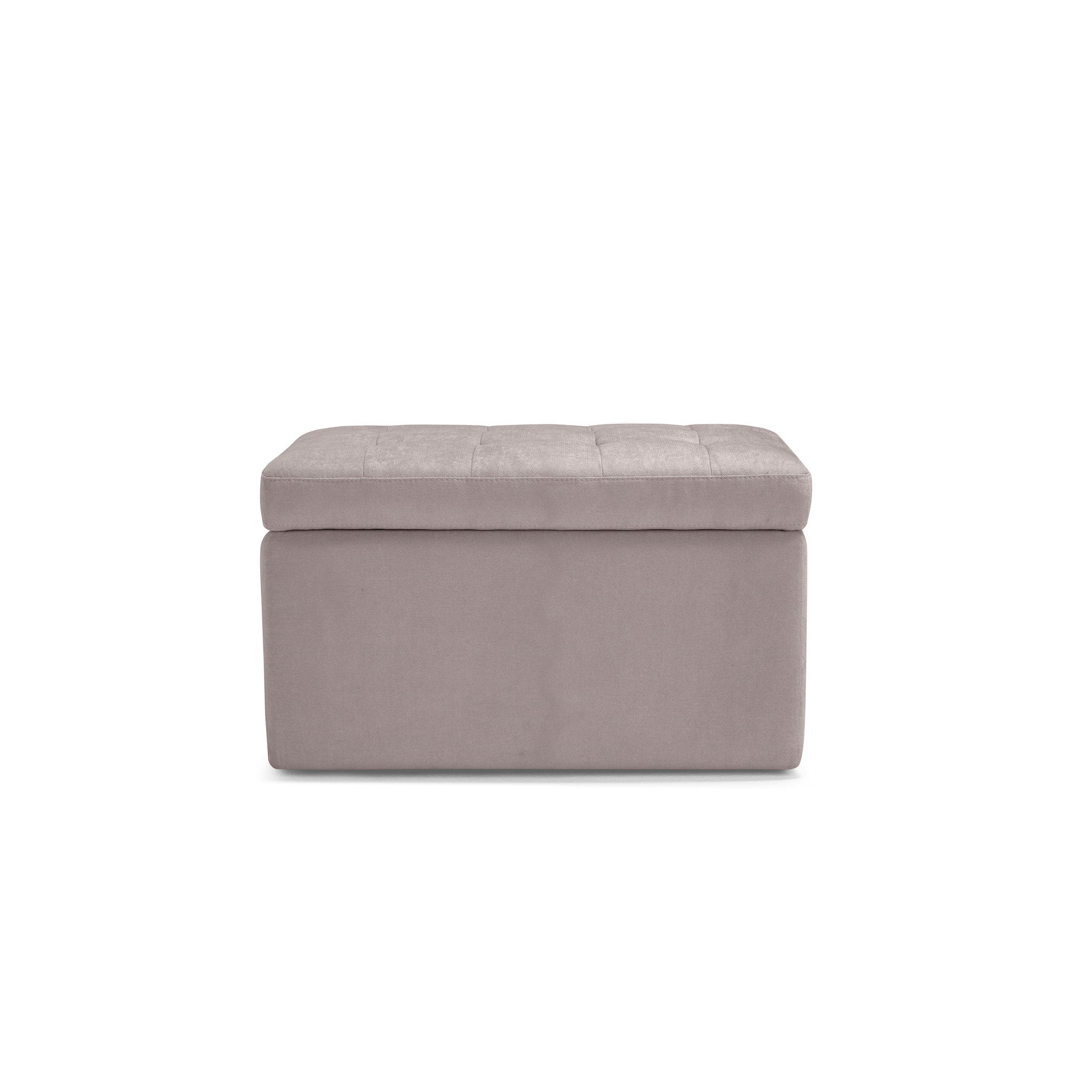 Banc VALSURA rangement Made in Italy matelassé en tissu chenille gris tourterelle