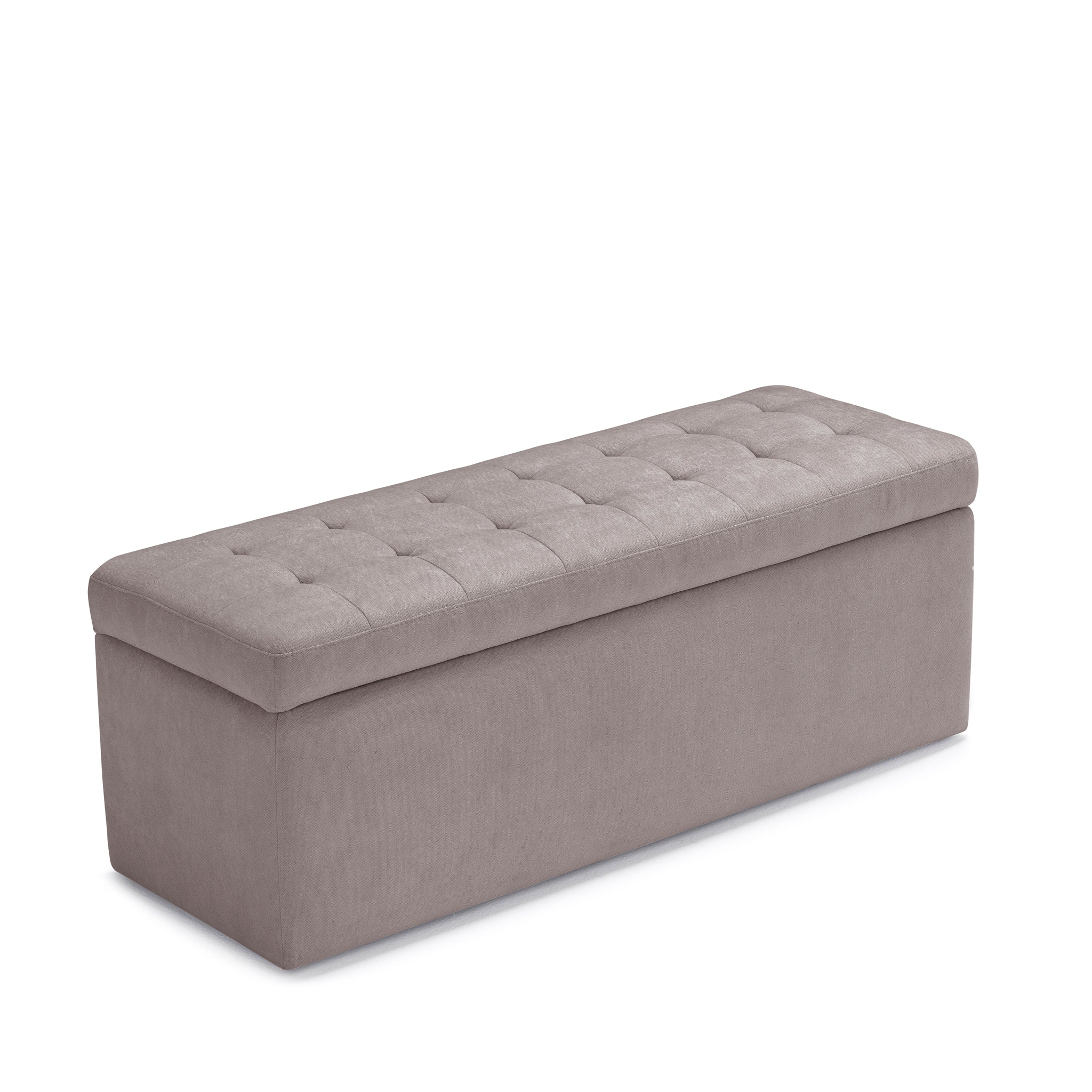 Banc VALSURA rangement Made in Italy matelassé en tissu chenille gris tourterelle