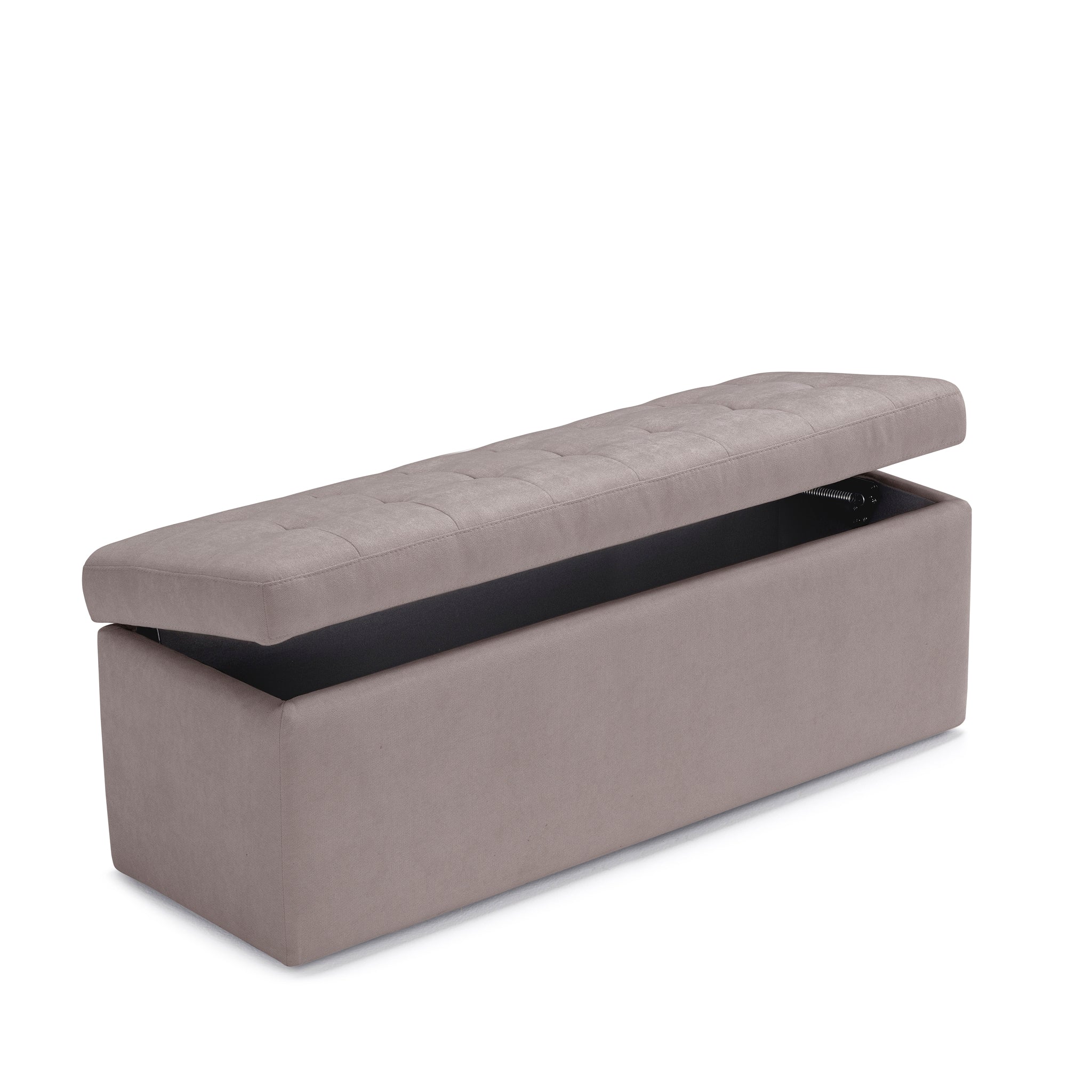 Banc VALSURA rangement Made in Italy matelassé en tissu chenille gris tourterelle