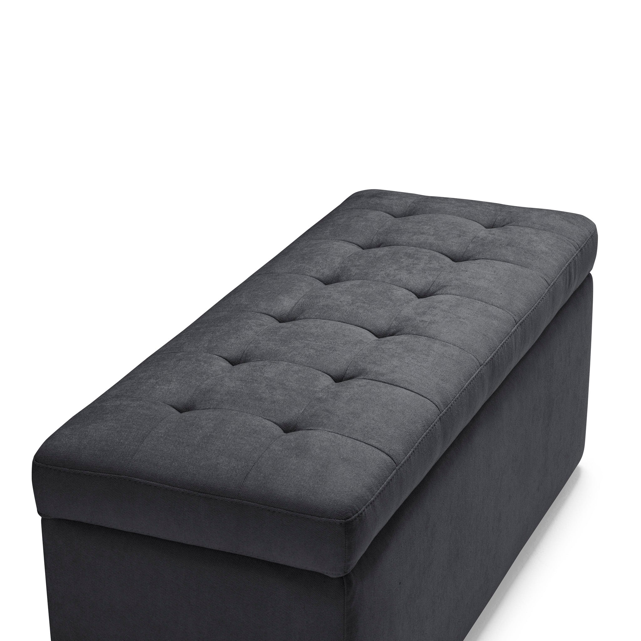 Banc VALSURA rangement Made in Italy matelassé en tissu chenille gris foncé