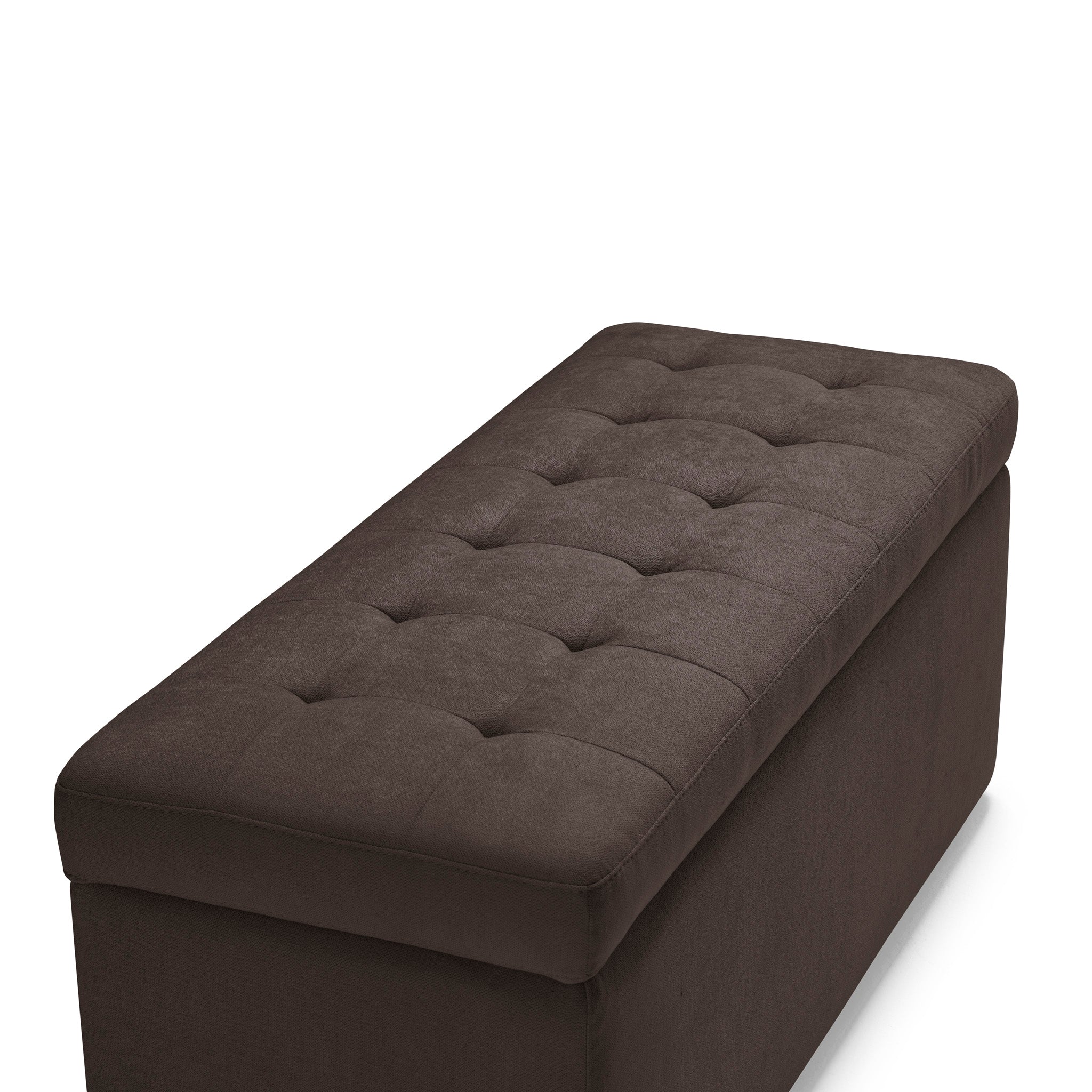 Banc rangement Made in Italy matelassé en tissu chenille marron modèle VALSURA