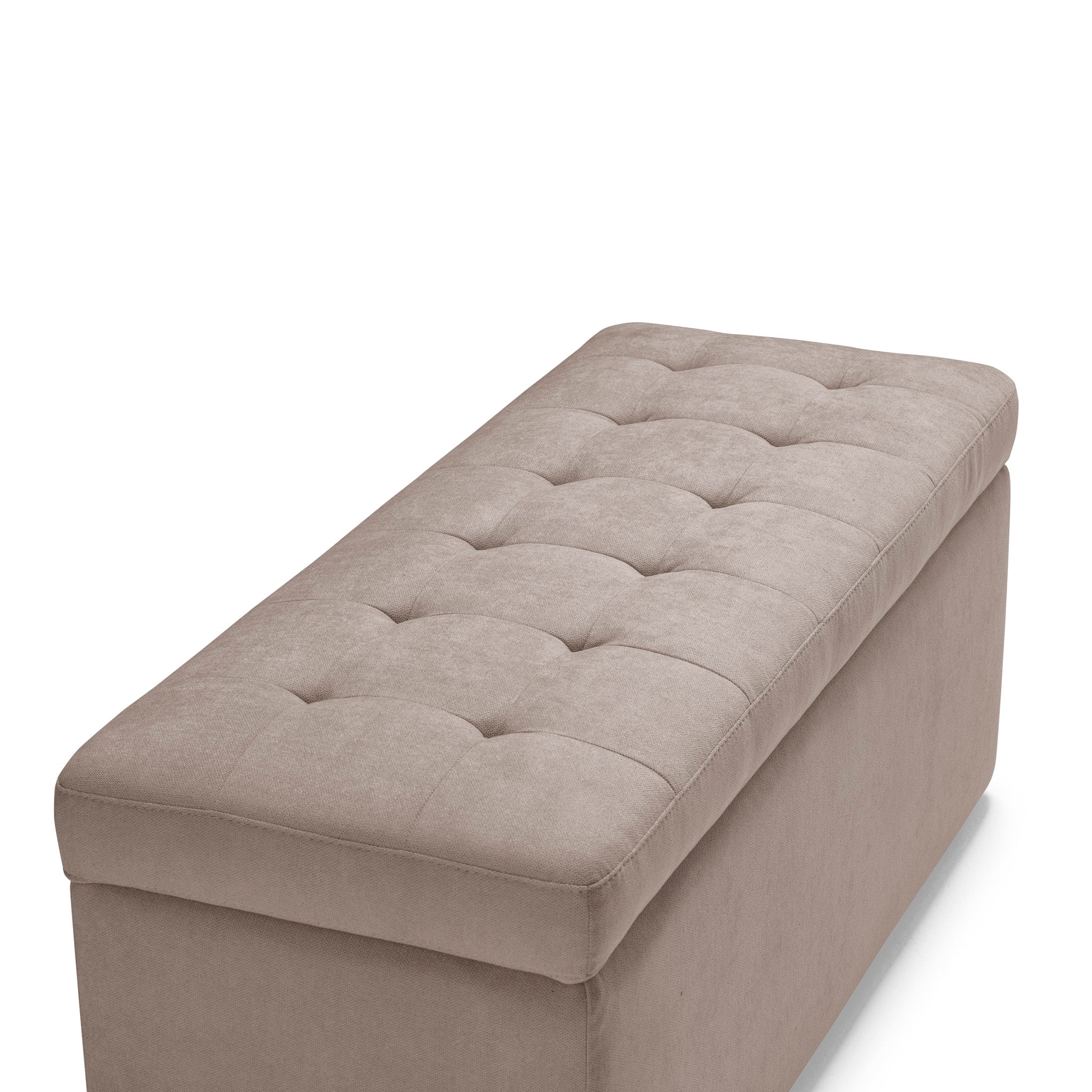 Banc rangement Made in Italy matelassé en tissu chenille camel modèle VALSURA