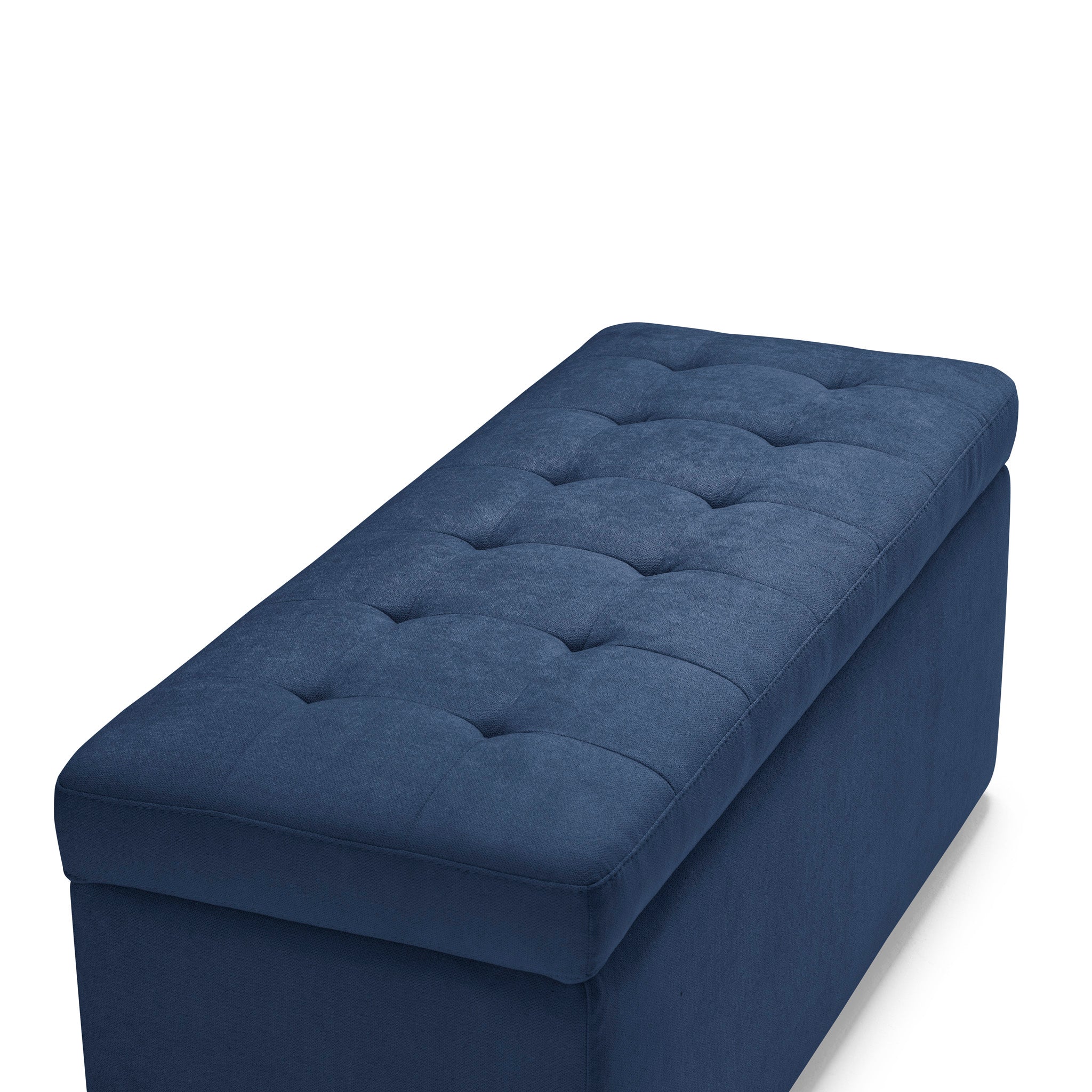 Banc VALSURA rangement Made in Italy matelassé en tissu chenille bleu