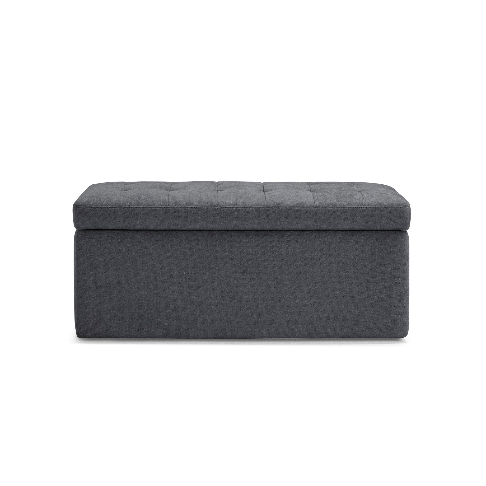 Banc VALSURA rangement Made in Italy matelassé en tissu chenille gris foncé