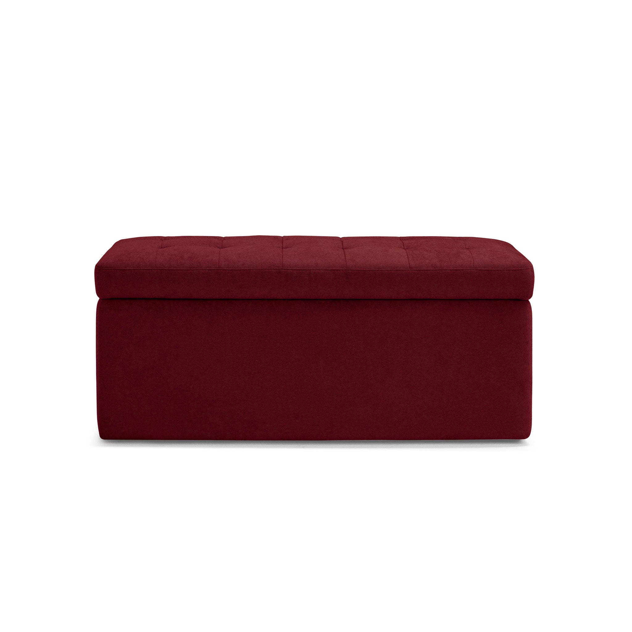 Banc VALSURA rangement Made in Italy matelassé en tissu chenille bordeaux