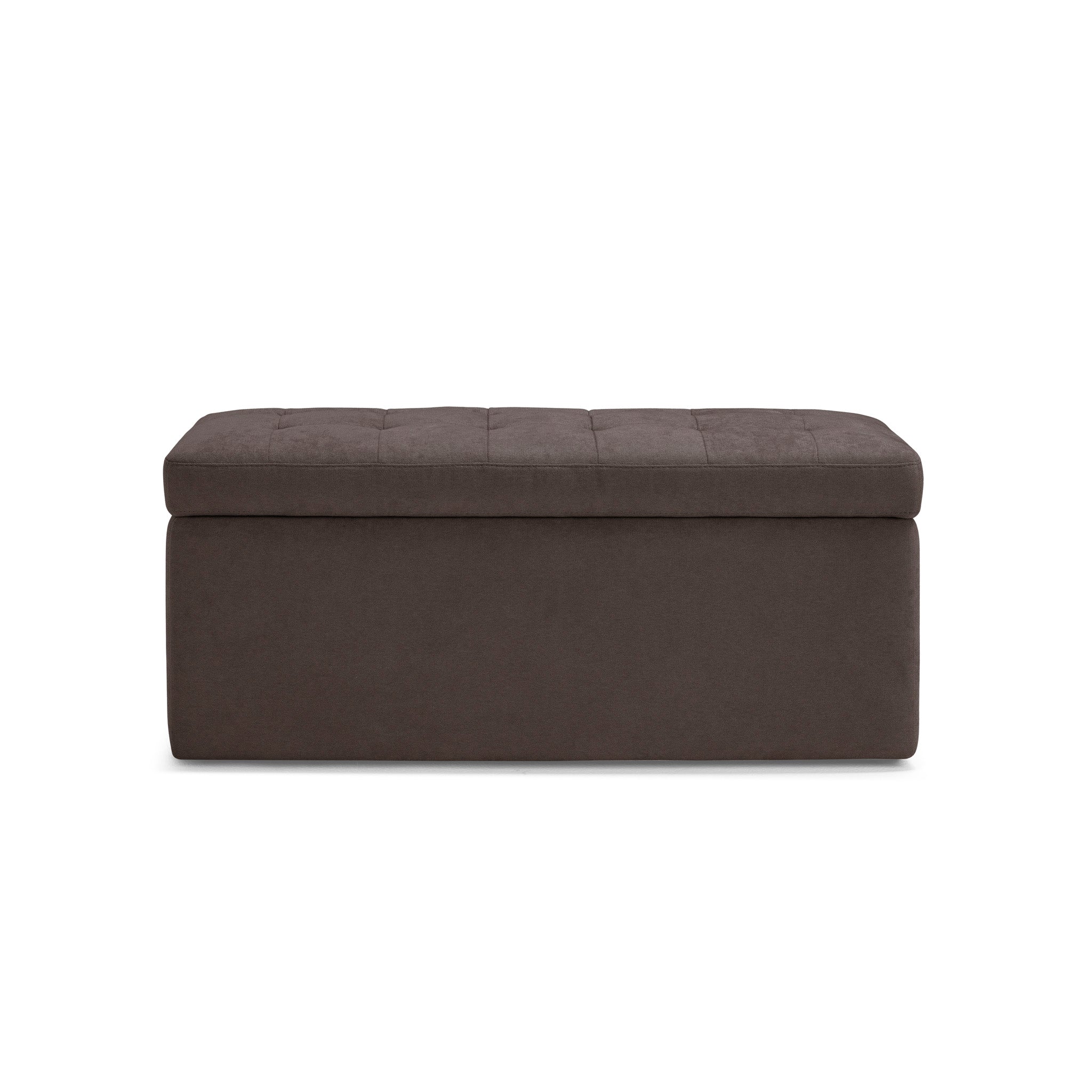 Banc rangement Made in Italy matelassé en tissu chenille marron modèle VALSURA