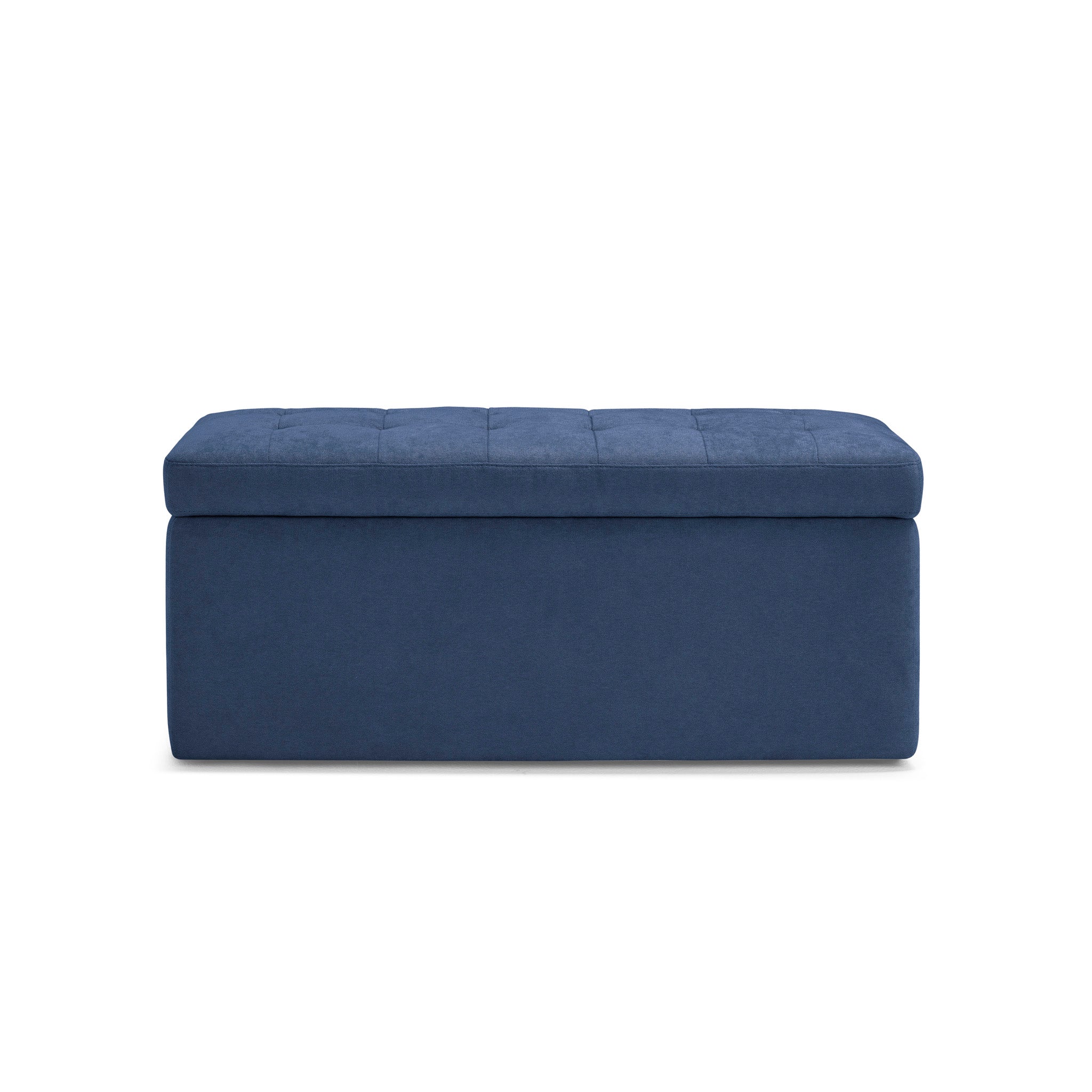 Banc VALSURA rangement Made in Italy matelassé en tissu chenille bleu
