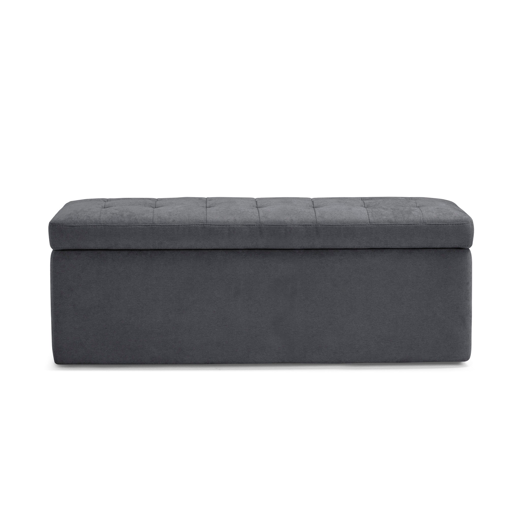 Banc VALSURA rangement Made in Italy matelassé en tissu chenille gris foncé