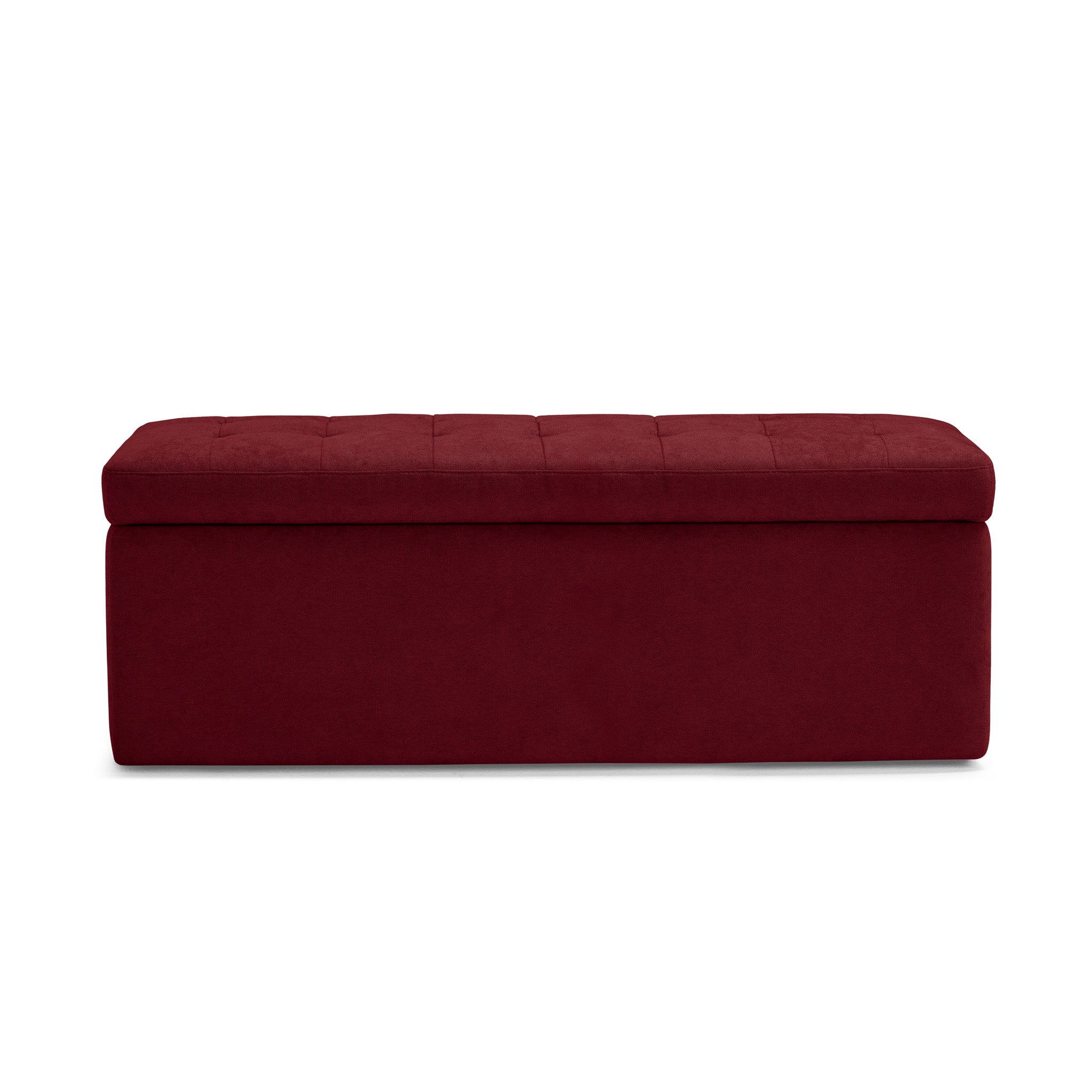 Banc VALSURA rangement Made in Italy matelassé en tissu chenille bordeaux
