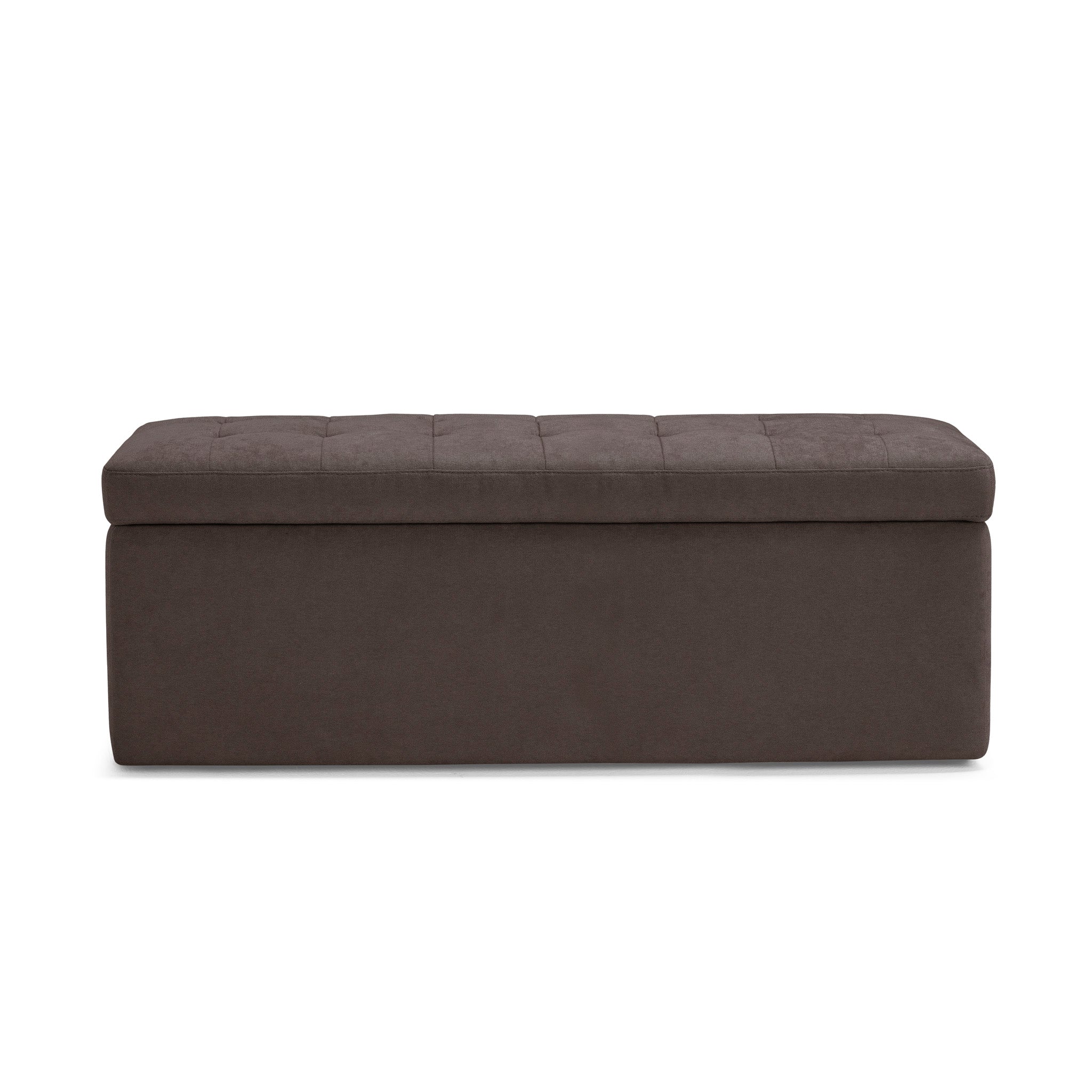 Banc rangement Made in Italy matelassé en tissu chenille marron modèle VALSURA