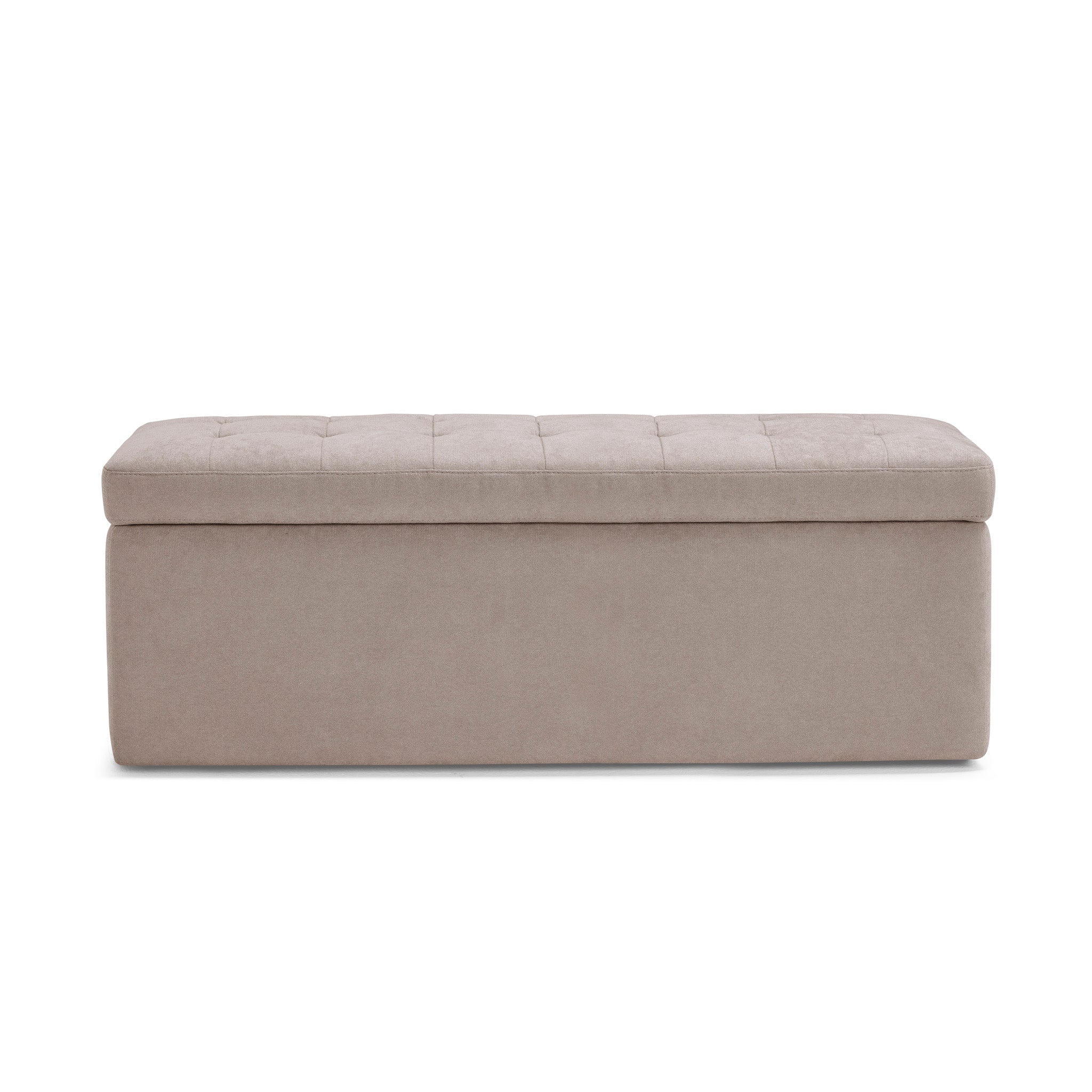 Banc rangement Made in Italy matelassé en tissu chenille camel modèle VALSURA