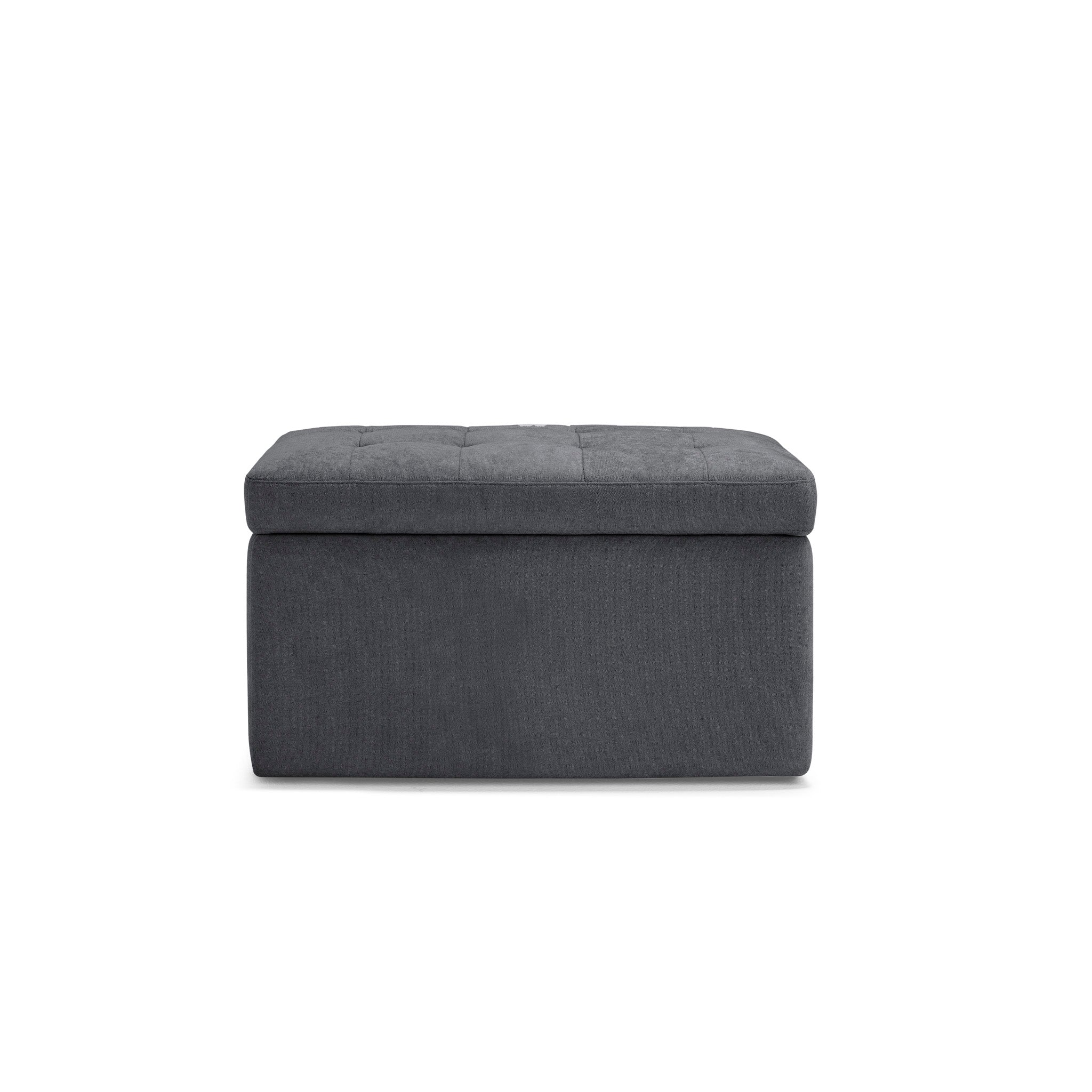 Banc VALSURA rangement Made in Italy matelassé en tissu chenille gris foncé