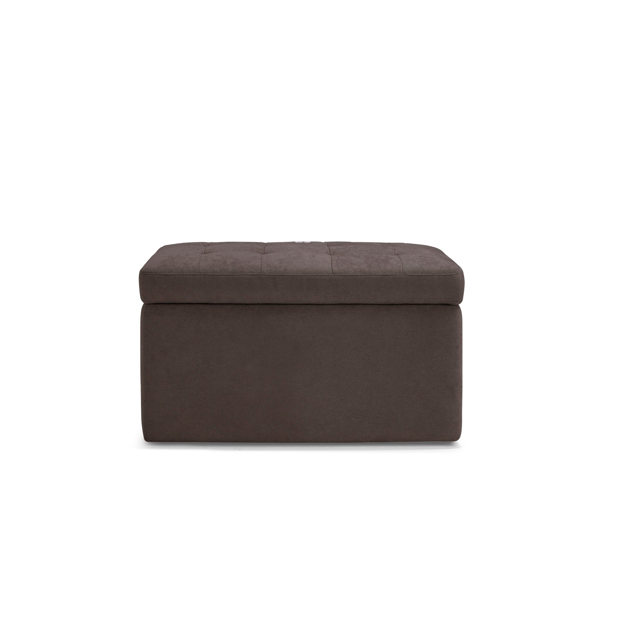 Banc rangement Made in Italy matelassé en tissu chenille marron modèle VALSURA
