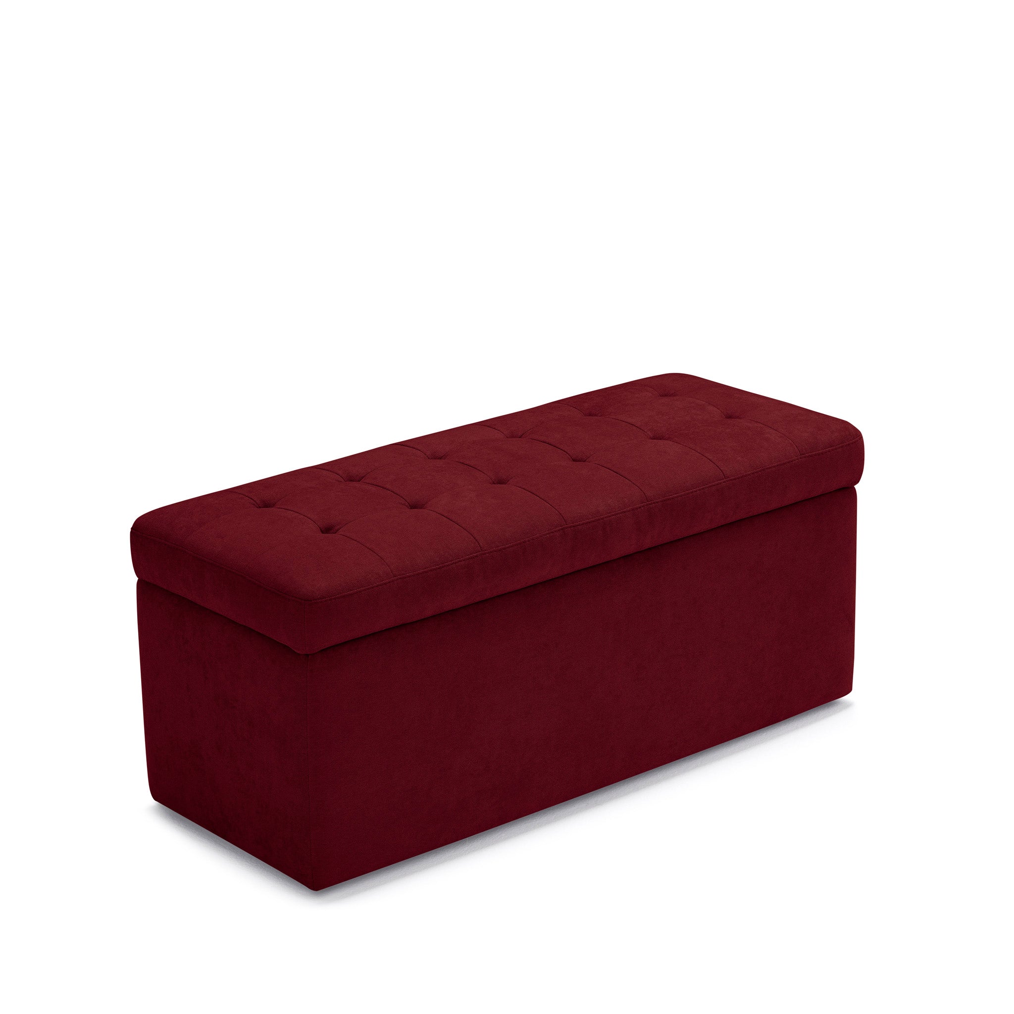 Banc VALSURA rangement Made in Italy matelassé en tissu chenille bordeaux