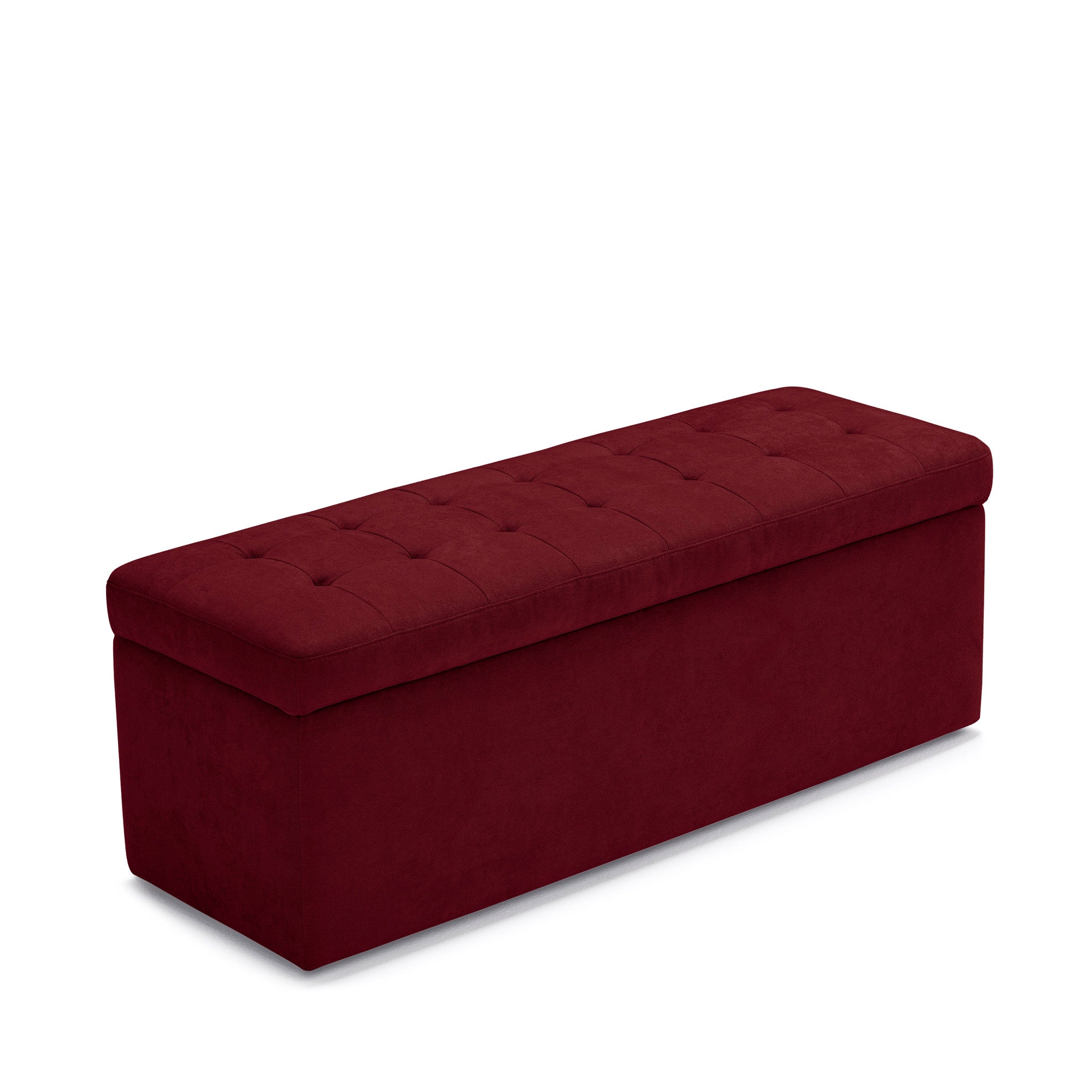 Banc VALSURA rangement Made in Italy matelassé en tissu chenille bordeaux