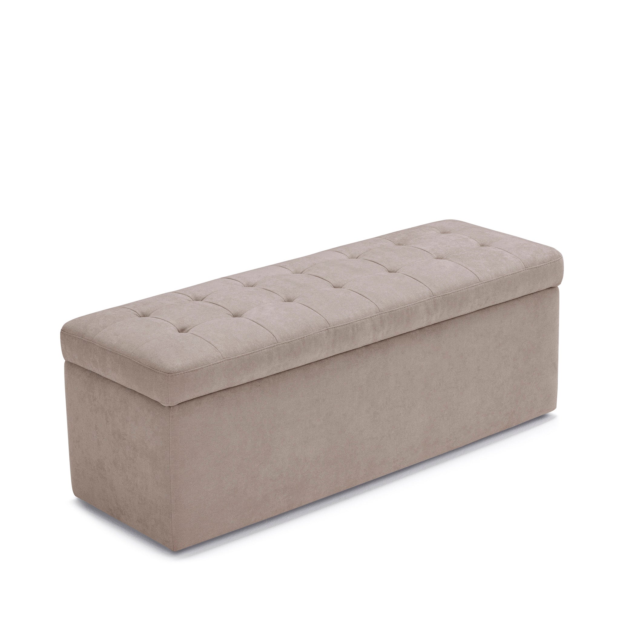 Banc rangement Made in Italy matelassé en tissu chenille camel modèle VALSURA