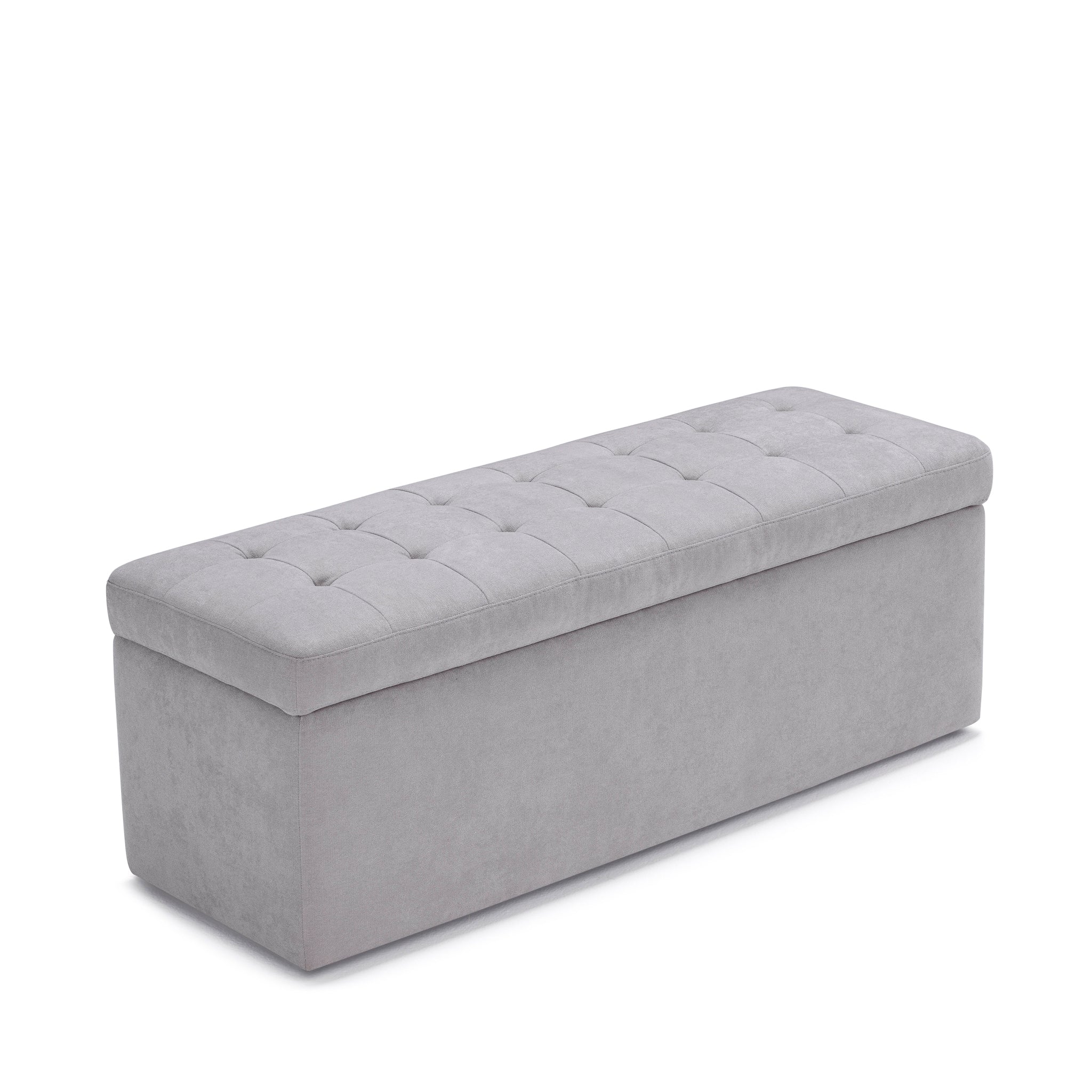 Banc VALSURA rangement Made in Italy matelassé en tissu chenille gris clair