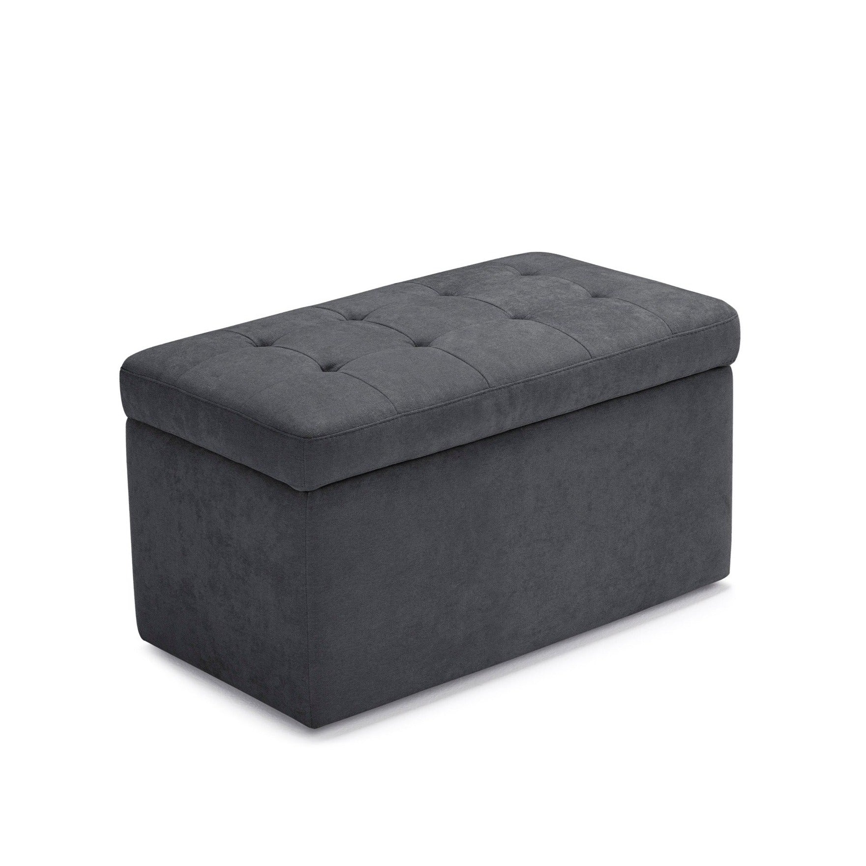 Banc VALSURA rangement Made in Italy matelassé en tissu chenille gris foncé