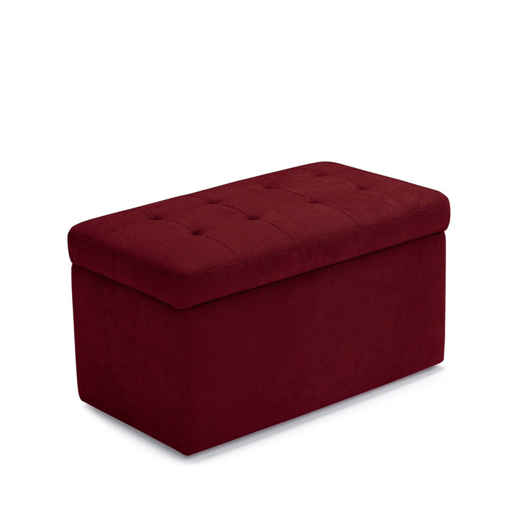 Banc VALSURA rangement Made in Italy matelassé en tissu chenille bordeaux