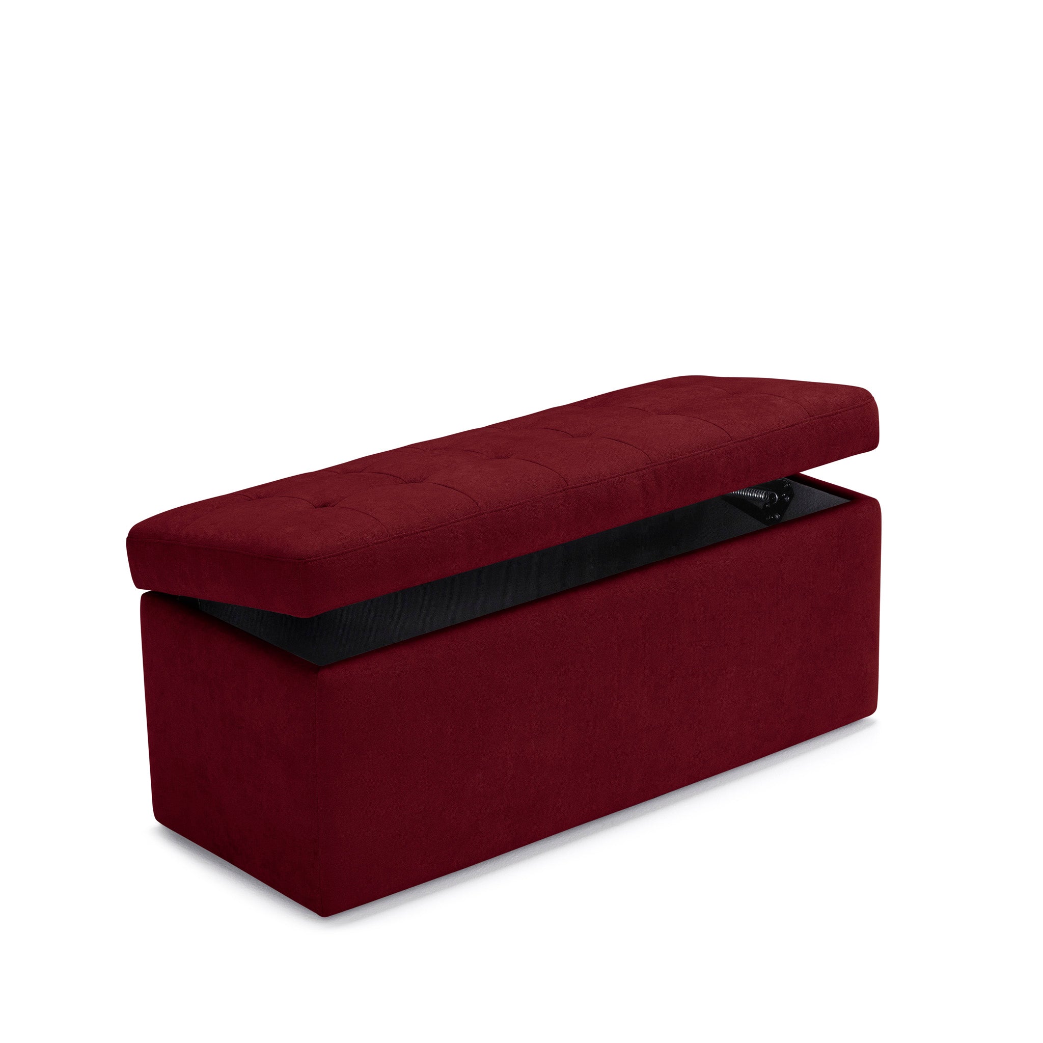 Banc VALSURA rangement Made in Italy matelassé en tissu chenille bordeaux