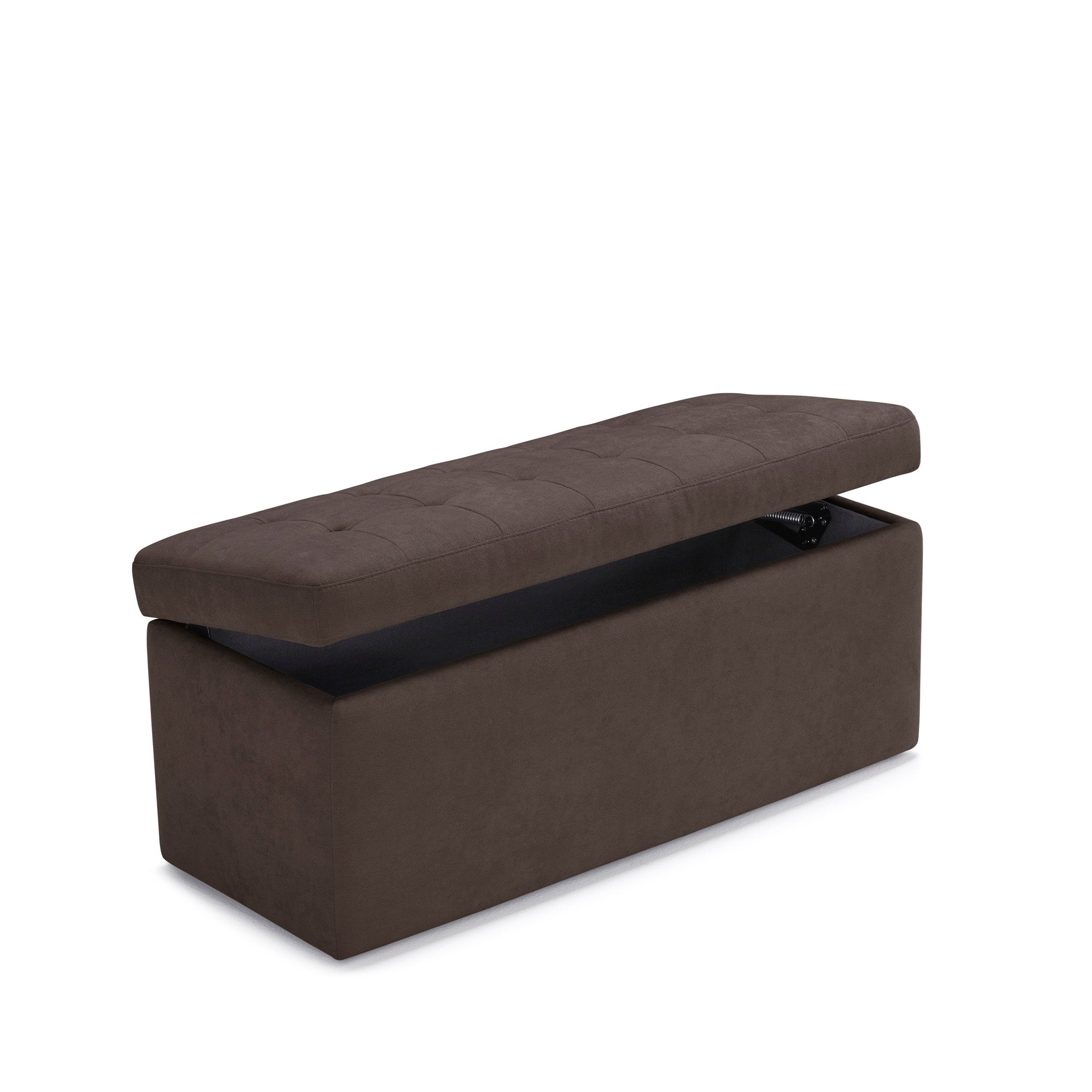Banc rangement Made in Italy matelassé en tissu chenille marron modèle VALSURA