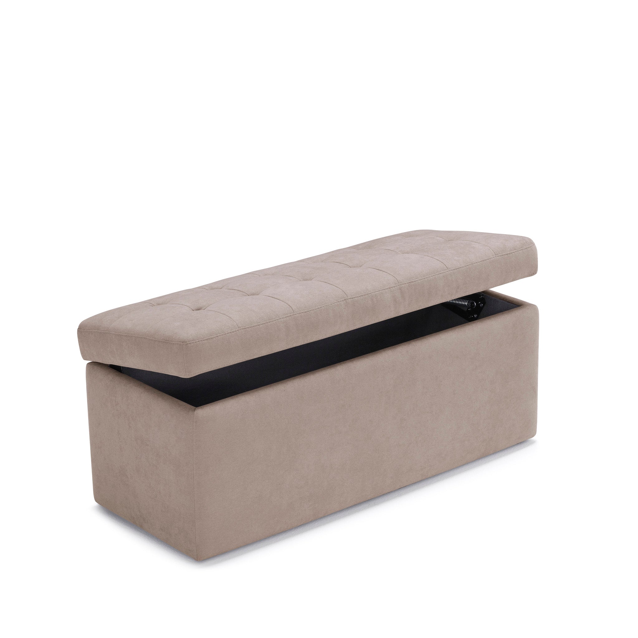 Banc rangement Made in Italy matelassé en tissu chenille camel modèle VALSURA