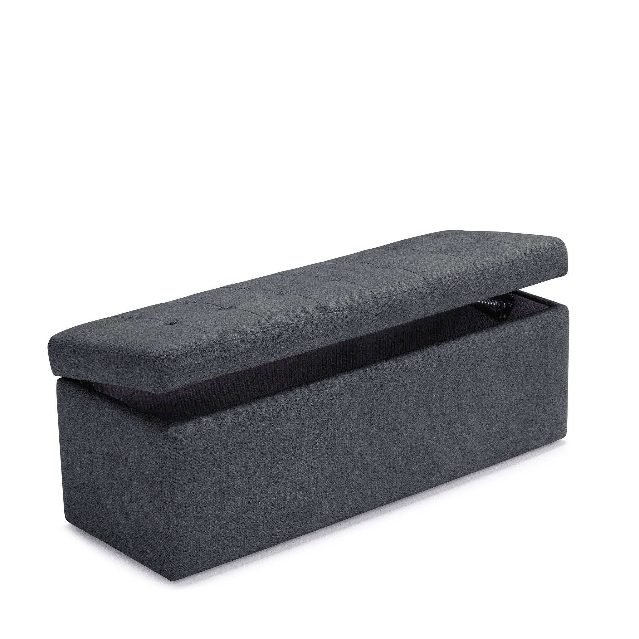 Banc VALSURA rangement Made in Italy matelassé en tissu chenille gris foncé