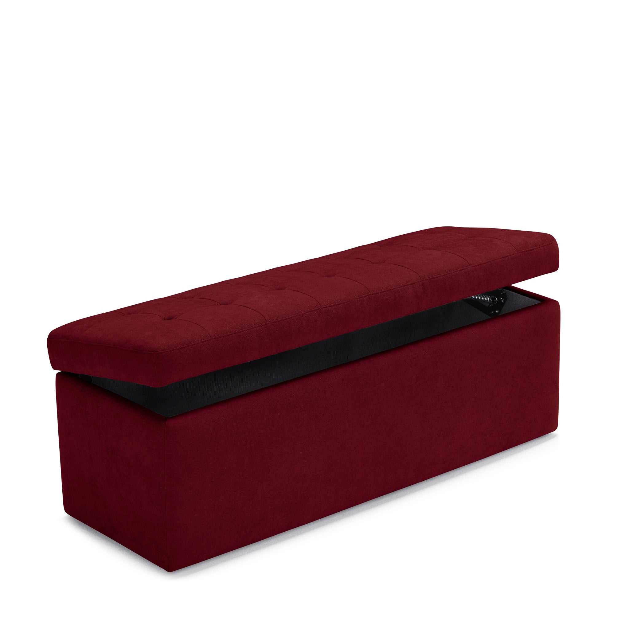 Banc VALSURA rangement Made in Italy matelassé en tissu chenille bordeaux