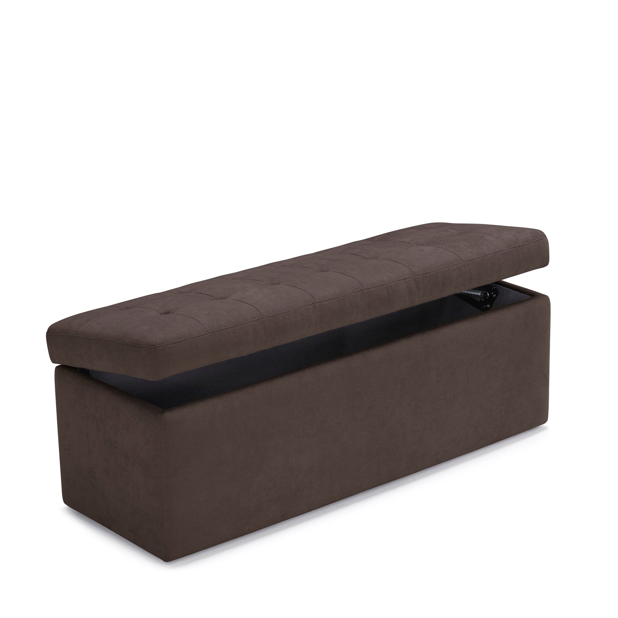 Banc rangement Made in Italy matelassé en tissu chenille marron modèle VALSURA