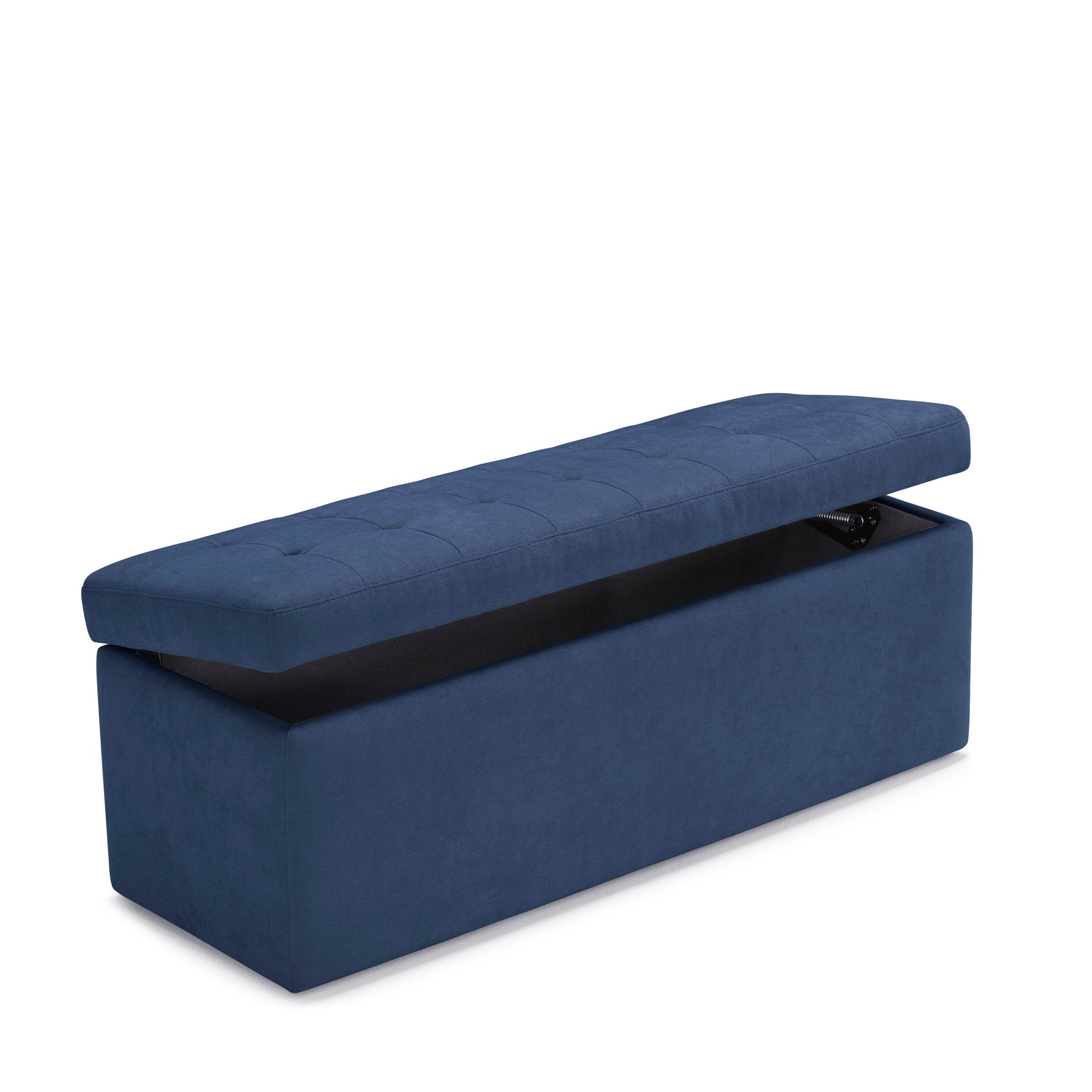 Banc VALSURA rangement Made in Italy matelassé en tissu chenille bleu
